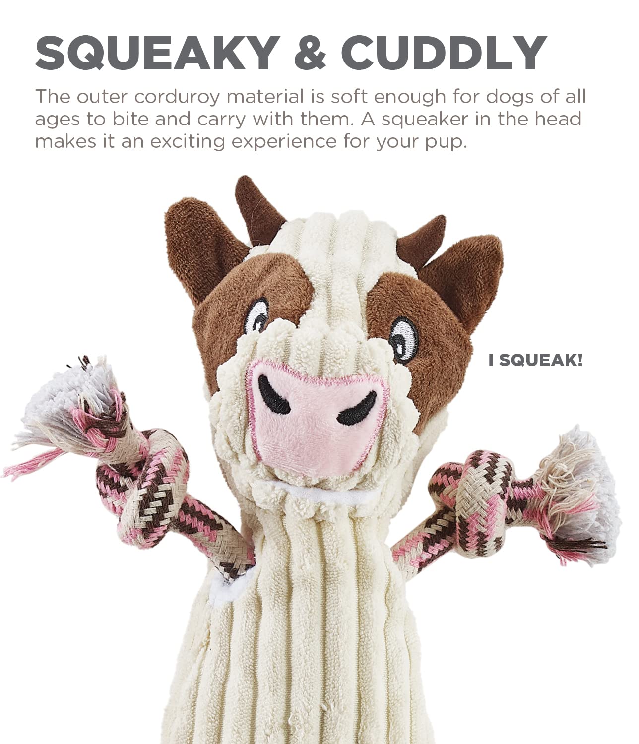 Charming Pet Ranch Roperz Cow Plush Squeaky Dog Toy