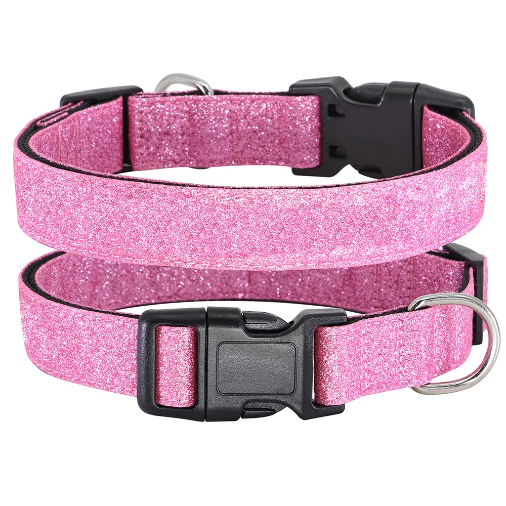 Tdtok Glittering Bling Dog Collar, Comfy & Durable Dog Collar For Small Medium Large Dogs With Eco-Friendly Plastic Buckle, Adjustable Stylish Nylon Dog Collars, Fit Necks: 9.8-22.4’’