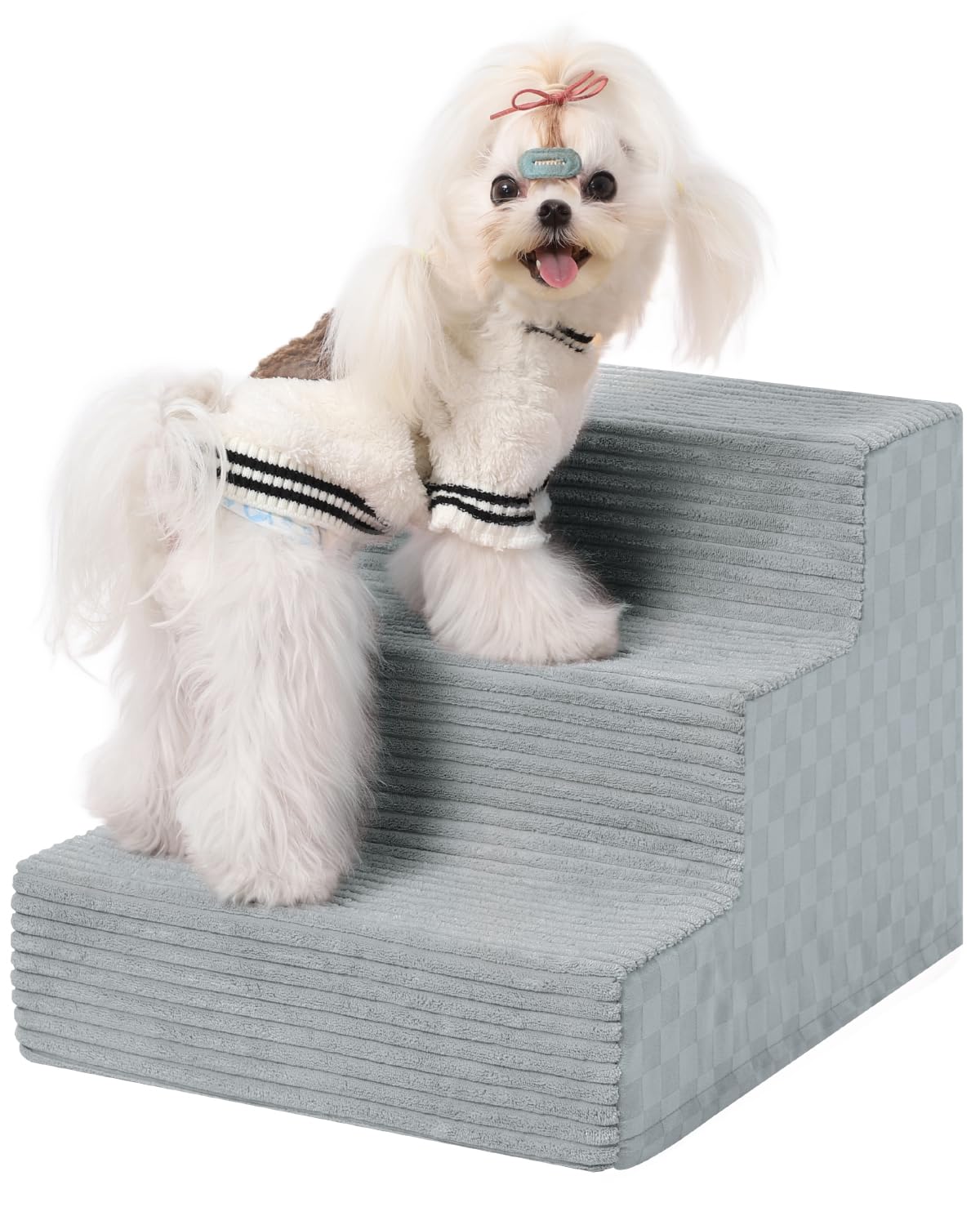 Vfrog Dog Stairs For Small Dogs,13'' H,3-Step Dog Steps For Bed And Couch With High Density Foam,Non-Slip Pet Steps For Doggy An