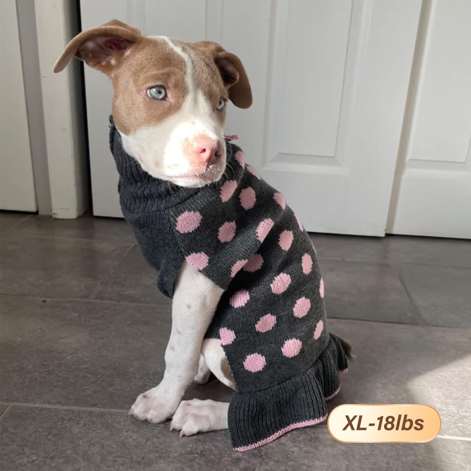 Kyeese Dog Sweater Dress With Leash Hole Turtleneck Dog Sweater Small Medium Knit Pullover Warm Pet Sweater For Fall Winter
