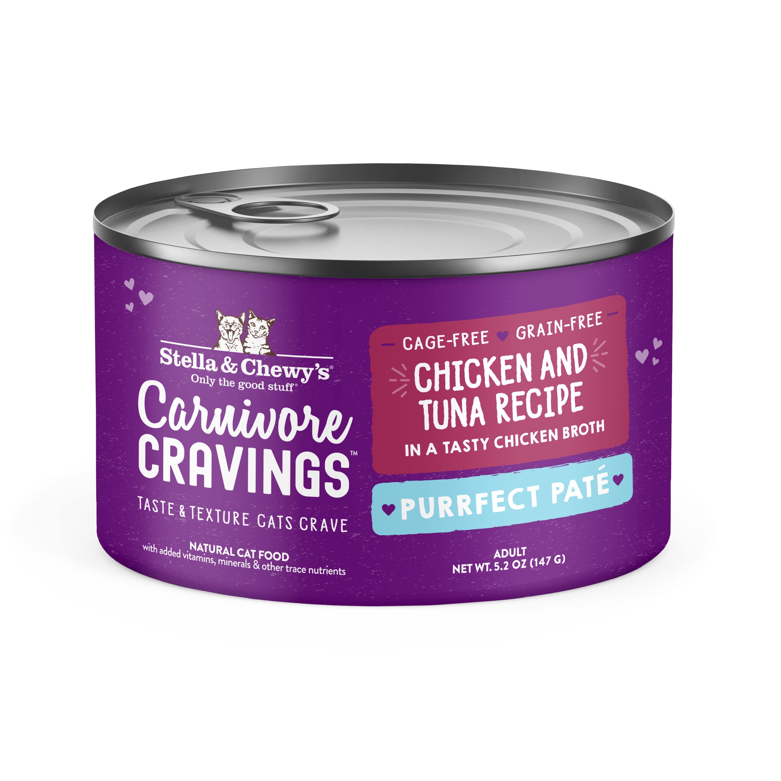 Stella & Chewy s Carnivore Cravings Purrfect Pate Cans - Grain Free, Protein Rich Wet Cat Food - Chicken & Tuna Recipe - (5.2 O
