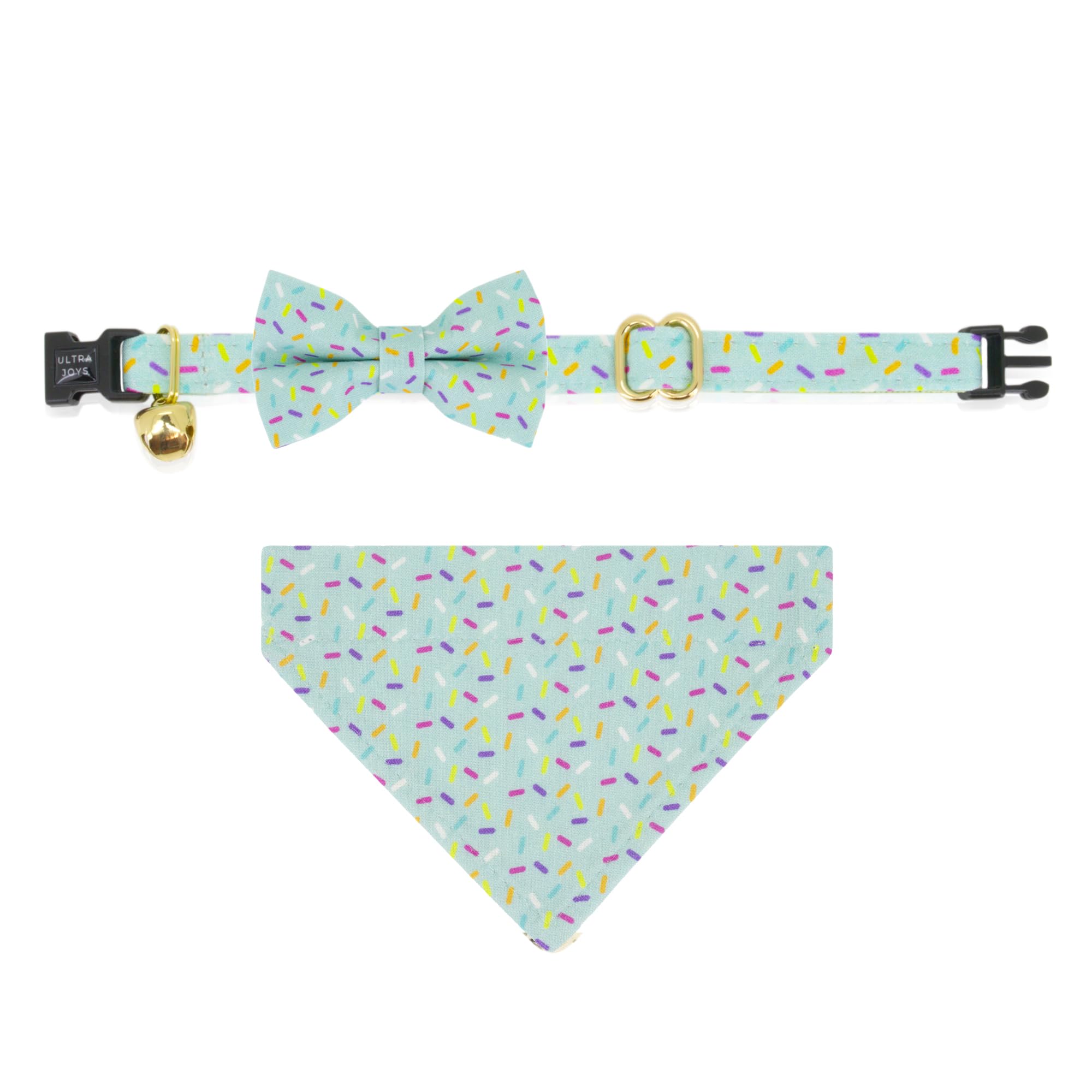 Ultra Joys Breakaway Cat Collar With Bells - Boy & Girl Kitten Collars - Bandana And Bowtie Large