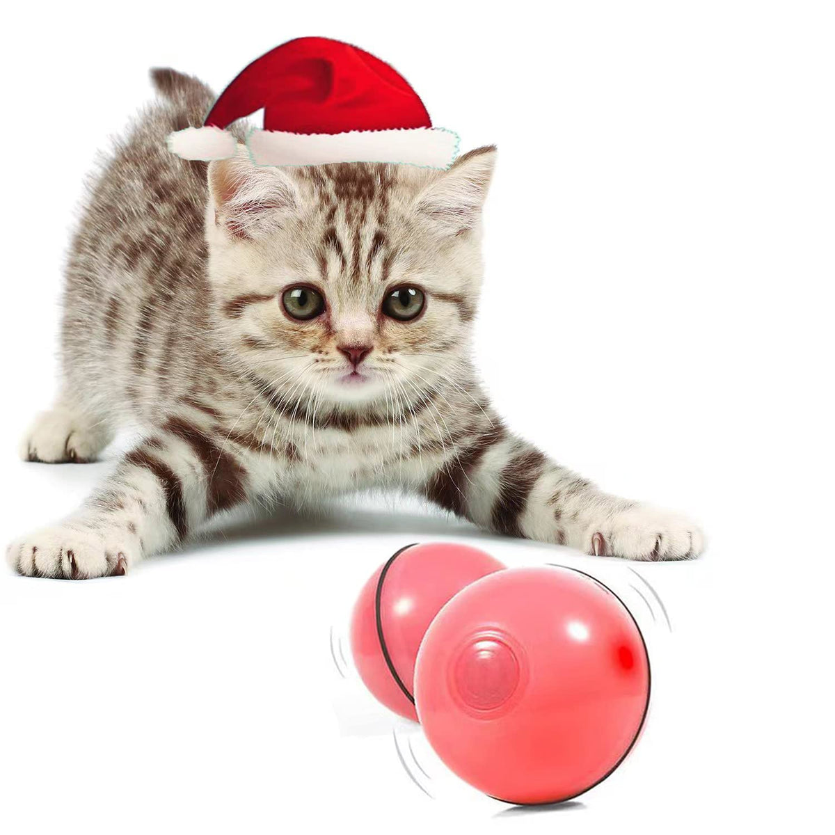 Yofun Smart Interactive Cat Toy - Newest Version 360 Degree Self Rotating Ball, Usb Rechargeable Pet Toy, Build-In Spinning Led Light, Stimulate Hunting Instinct For Your Kitty (Pink)