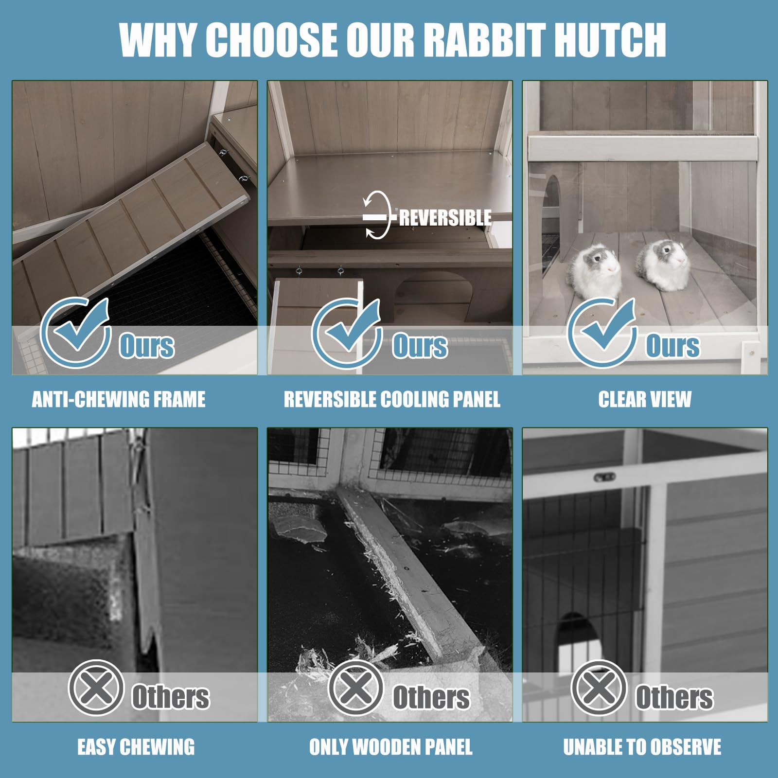 Gowoodhut Elevated Guinea Pig Cage 36.6' H Wooden Outdoor Rabbit Hutch With Wire Netting Above The Pull Out Tray, Detachable Le