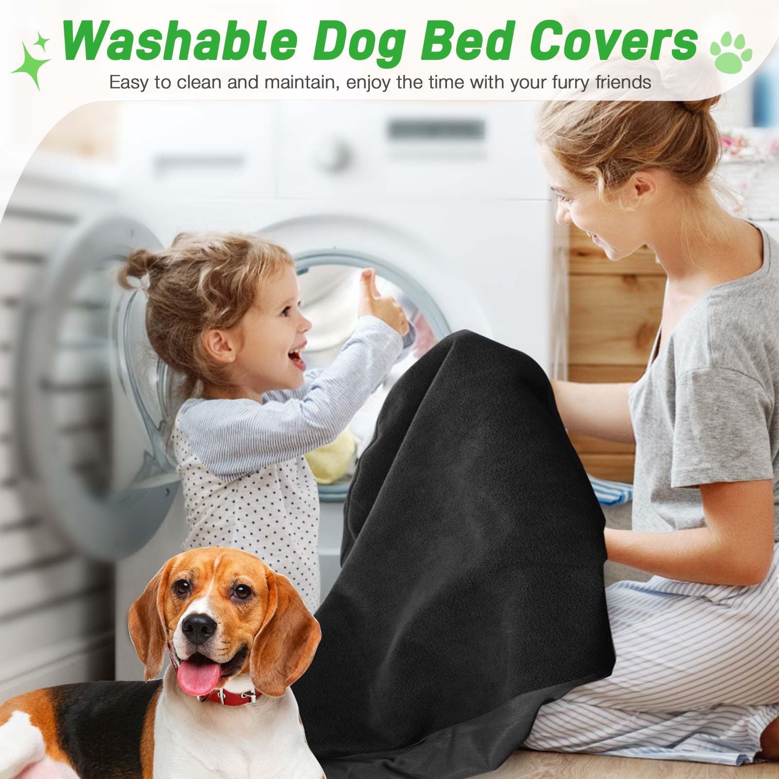 Dog Bed Covers Replacement Washable 100% Waterproof Soft Dog Bed Sheet Black 2 Pack 20'' x 30'' XS
