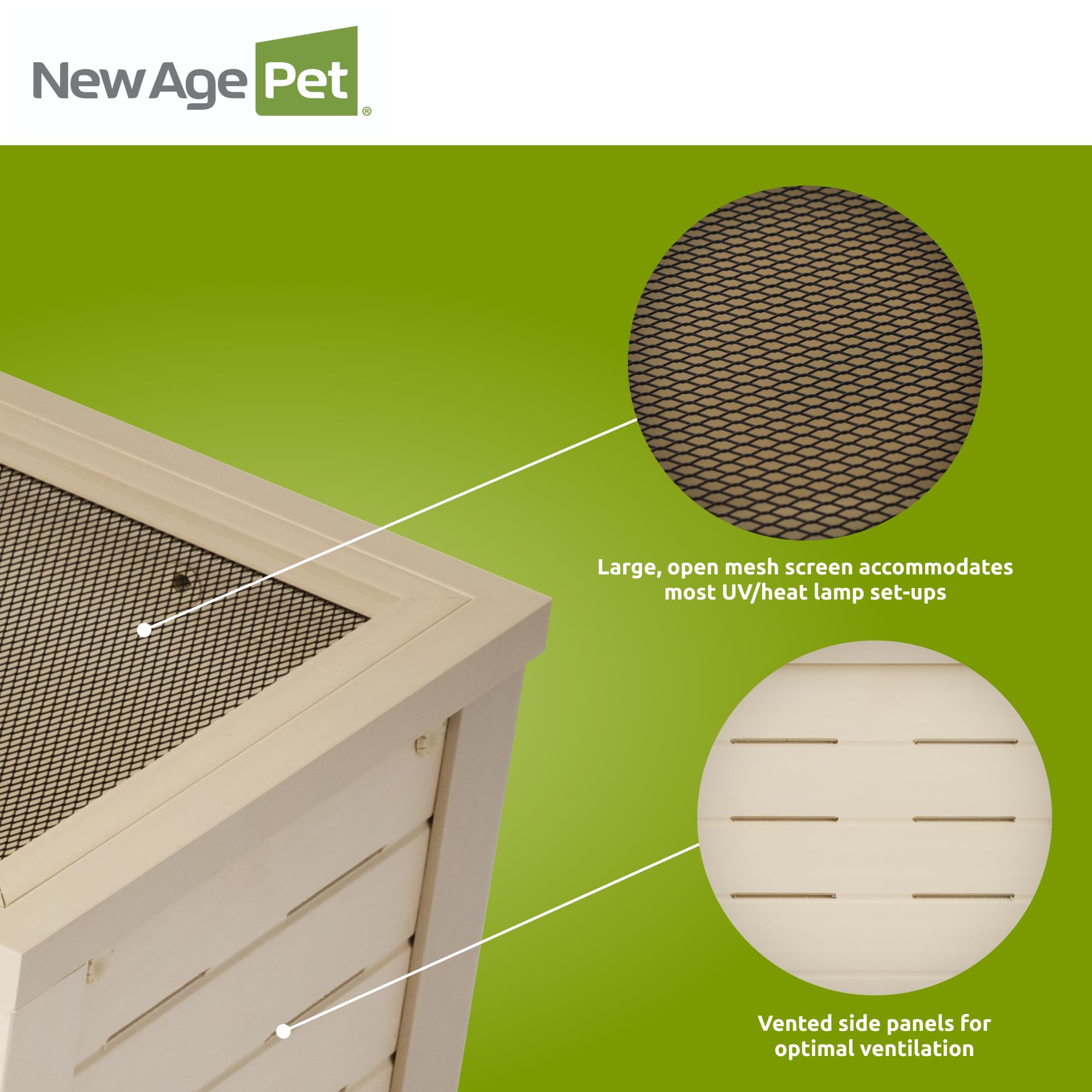 New Age Pet Ecoflex 24-Inch Mojave Reptile Lounge In Maple - Durable Wood Plastic Composite Habitat With Ventilated Side Panels,