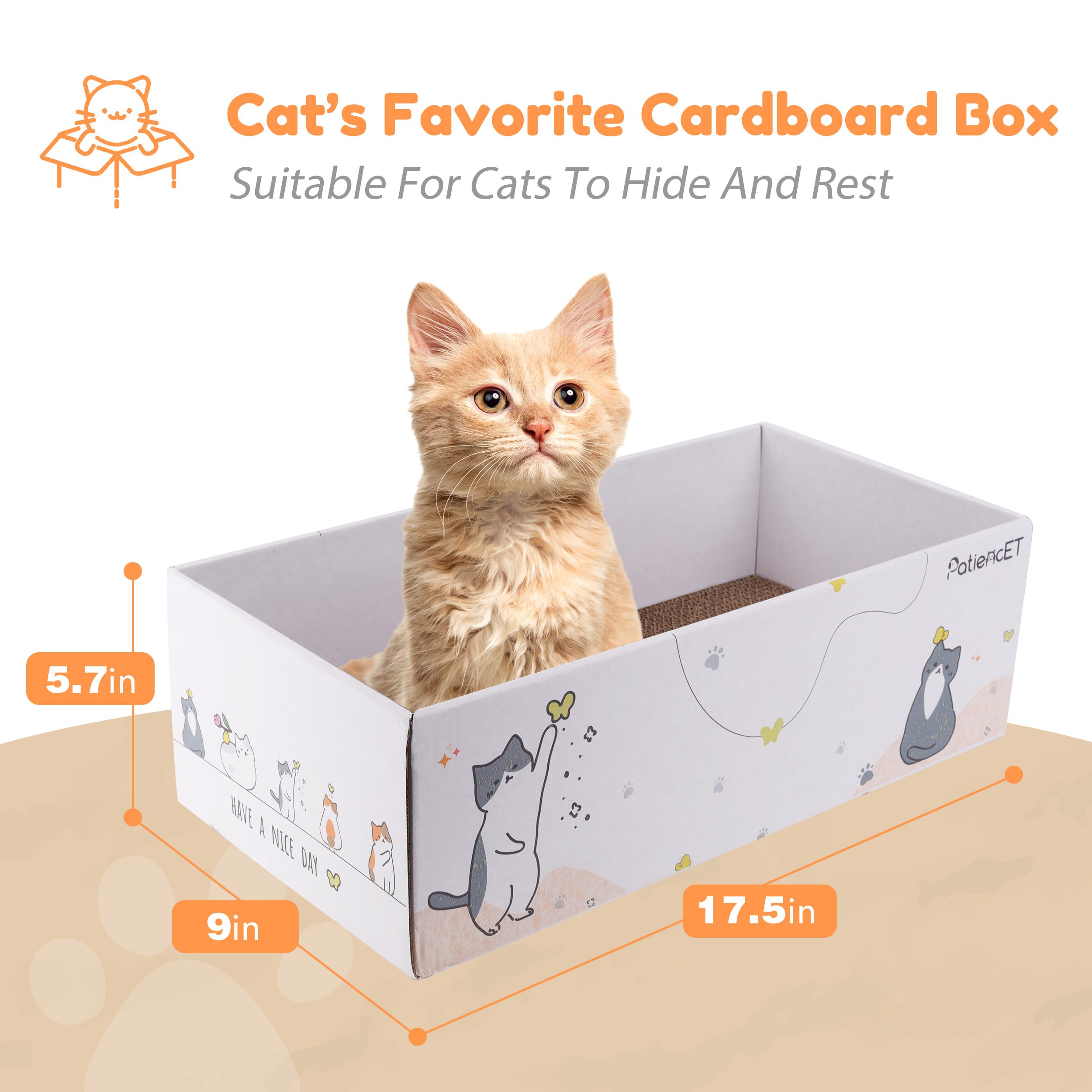 Patiencet 4 Pack Cat Scratch Pad With Box, Cardboard Cat Scratcher For Indoor Cats, Reversible Scratcher With Catnips Box Bed De