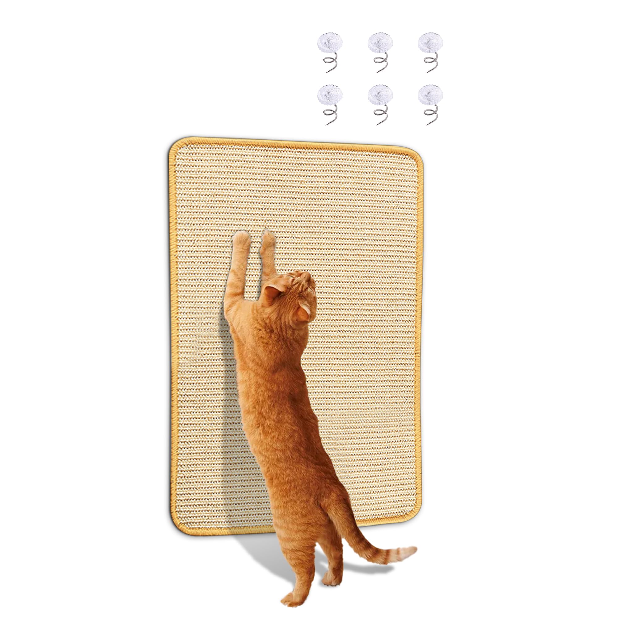 Cat Scratching Mat Sisal, 1 Pack Natural Sisal Fabric 23.6'' X 15.8'' Cat Scratching Pad With Spiral Nails, Cat Scratching Wall 