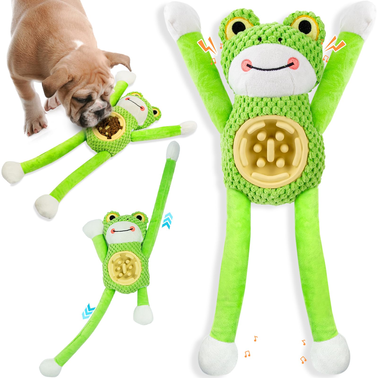Squeaky Dog Toys - Interactive Plush Chew Toy With Slow Feeder & Tug Of War Game, Mental Stimulation Puppy Toys For Small, Mediu