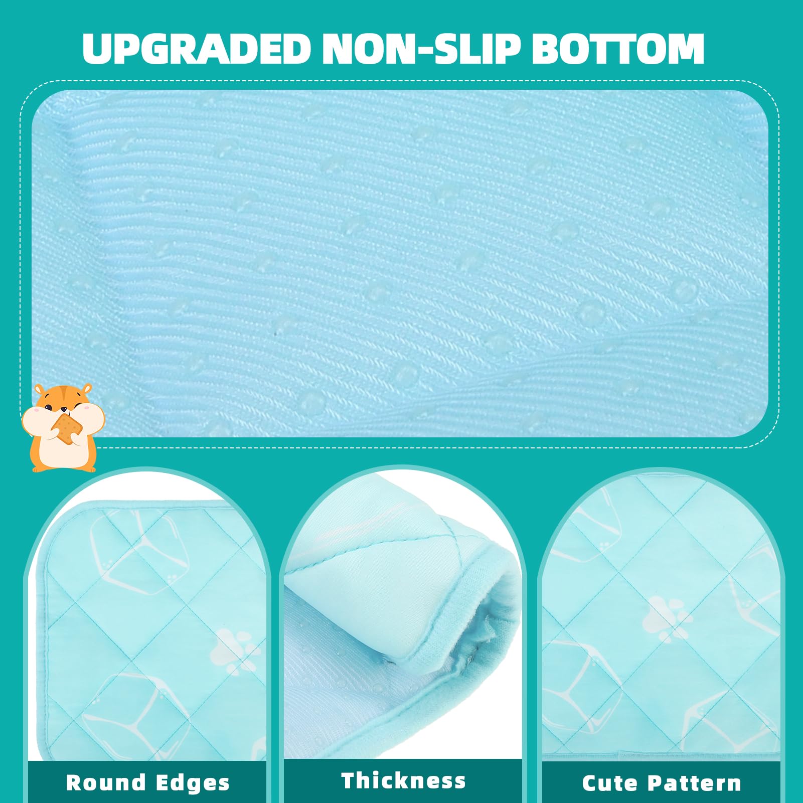 Homimp Summer Cooling Mat for Small Animals, 8PCS Guinea Pig Cage Liner Hamster Pee Pad, Washable Rabbit Cool Pad, Breathable Be