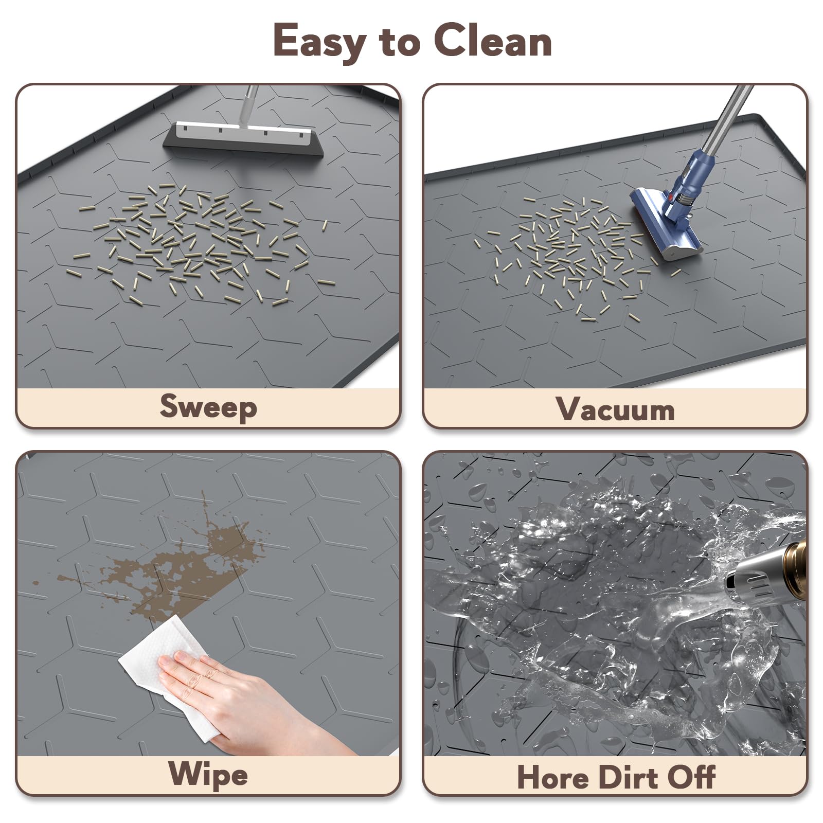 Garoopion Cat Litter Box Mat, Large 34'' X 22'' Cat Litter Mat, Waterproof Silicone Pad For Floor, Dark Gray