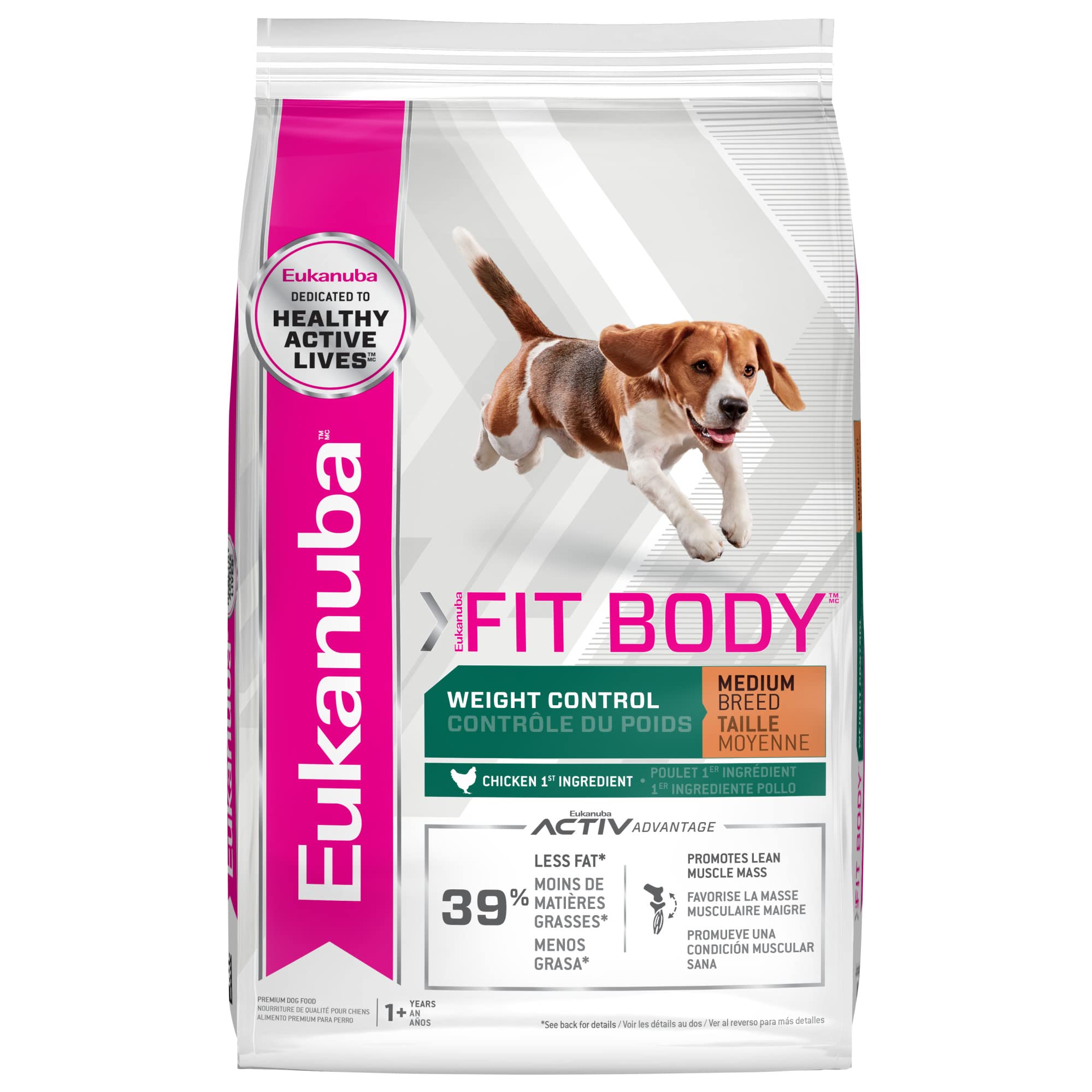 Eukanuba Fit Body Weight Control Medium Breed Dry Dog Food, 15 lb
