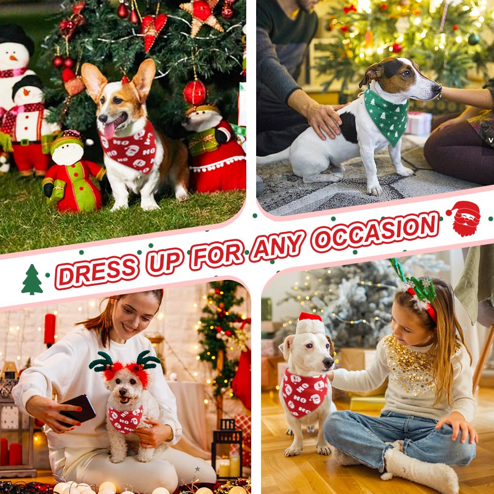 Vivifying Dog Christmas Bandana, 2 Pack Santa Claus And Christmas Tree Dog Scarves For Small Pets And Large Cats, Holiday Pet Co