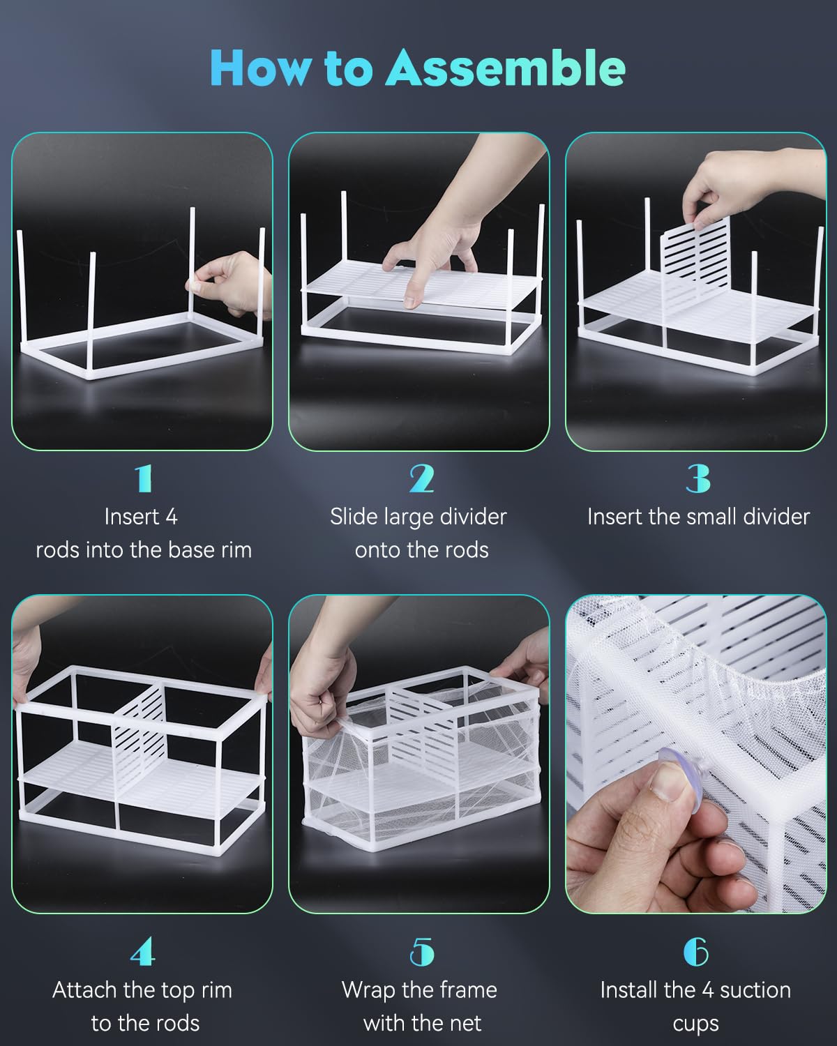 Pawfly Fish Tank Breeder Net Aquarium Fish Breeder Box With Nylon Mesh & Suction Cups, Fish Separation Net Large Isolation Box,