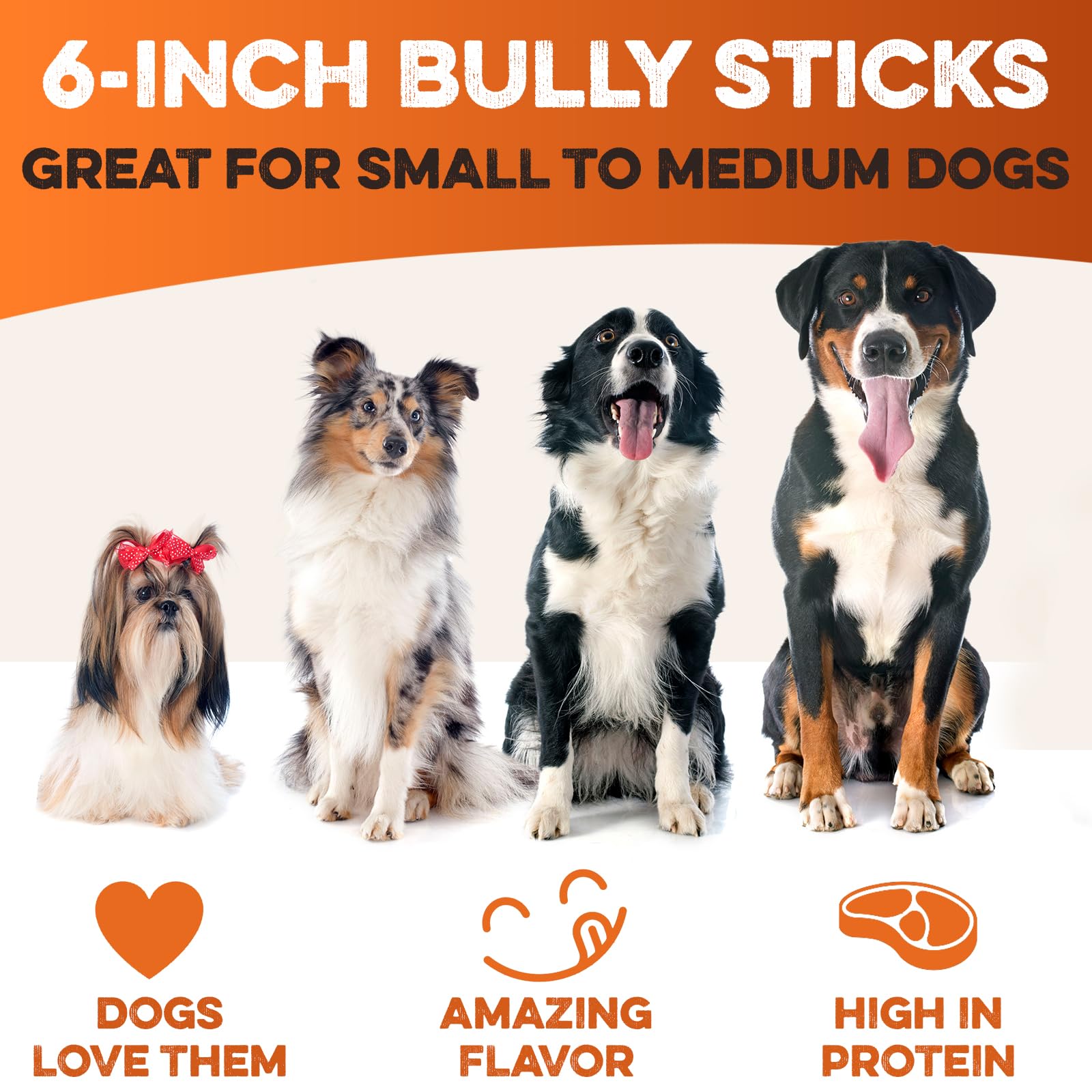 BRUTUS & BARNABY Bully Sticks for Dogs - Low Odor, All Natural, 8 Oz - Ideal for Small, Medium, Large Dogs & Teething Puppies