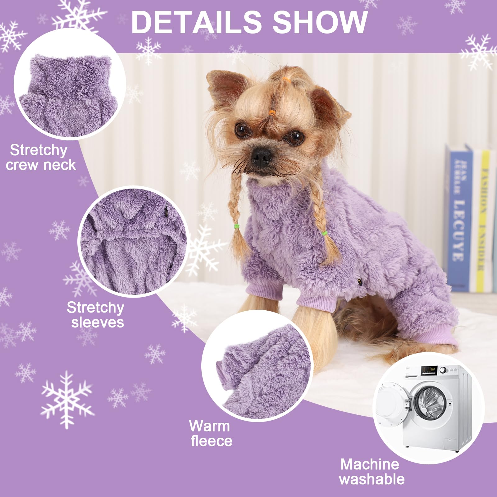 Dog Sweater Fleece Turtleneck Winter Dog Clothes For Small Dogs Girls Boy, Warm Fleece Dog Pajamas Onesies, Pet Clothes Puppy Sw