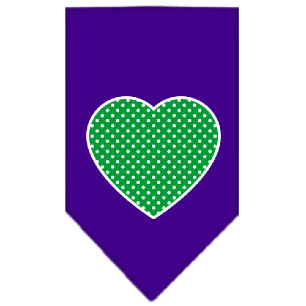 Mirage Pet Products Green Swiss Dot Heart Screen Print Bandana for Pets, Small, Purple