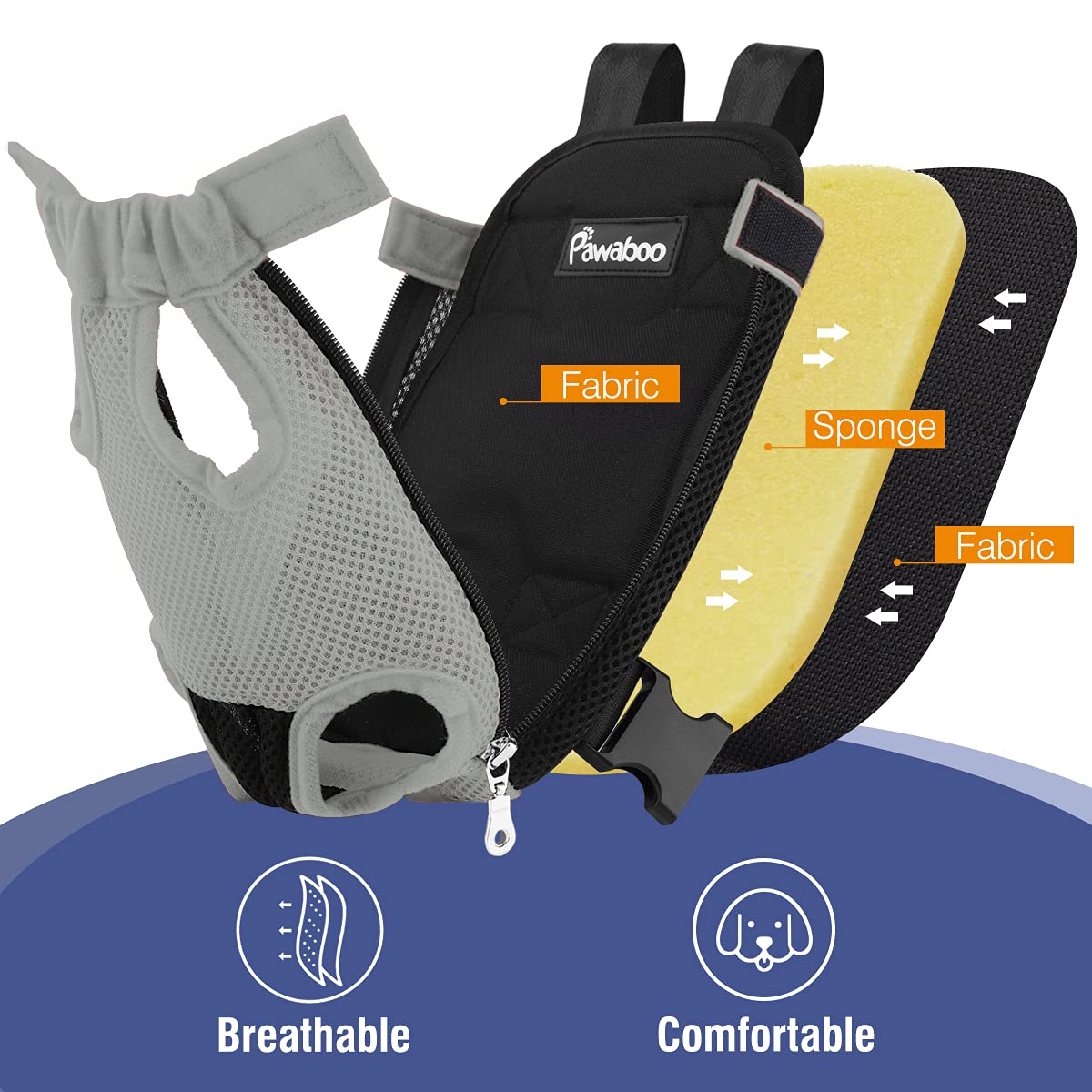 Pawaboo Pet Carrier Backpack, Adjustable Pet Front Cat Dog Carrier Backpack Travel Bag, Legs Out, Easy-Fit For Traveling Hiking Camping For Small Medium Dogs, Large Size, Gray