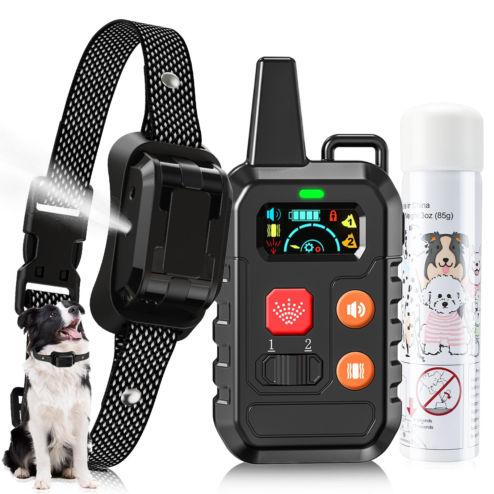Citronella Training Collar For Dog, [1*Spray Refill] With Beep/Vibration/Spray 4 Mode & 6 Adjustable Sensitivities Collar, Ipx7 
