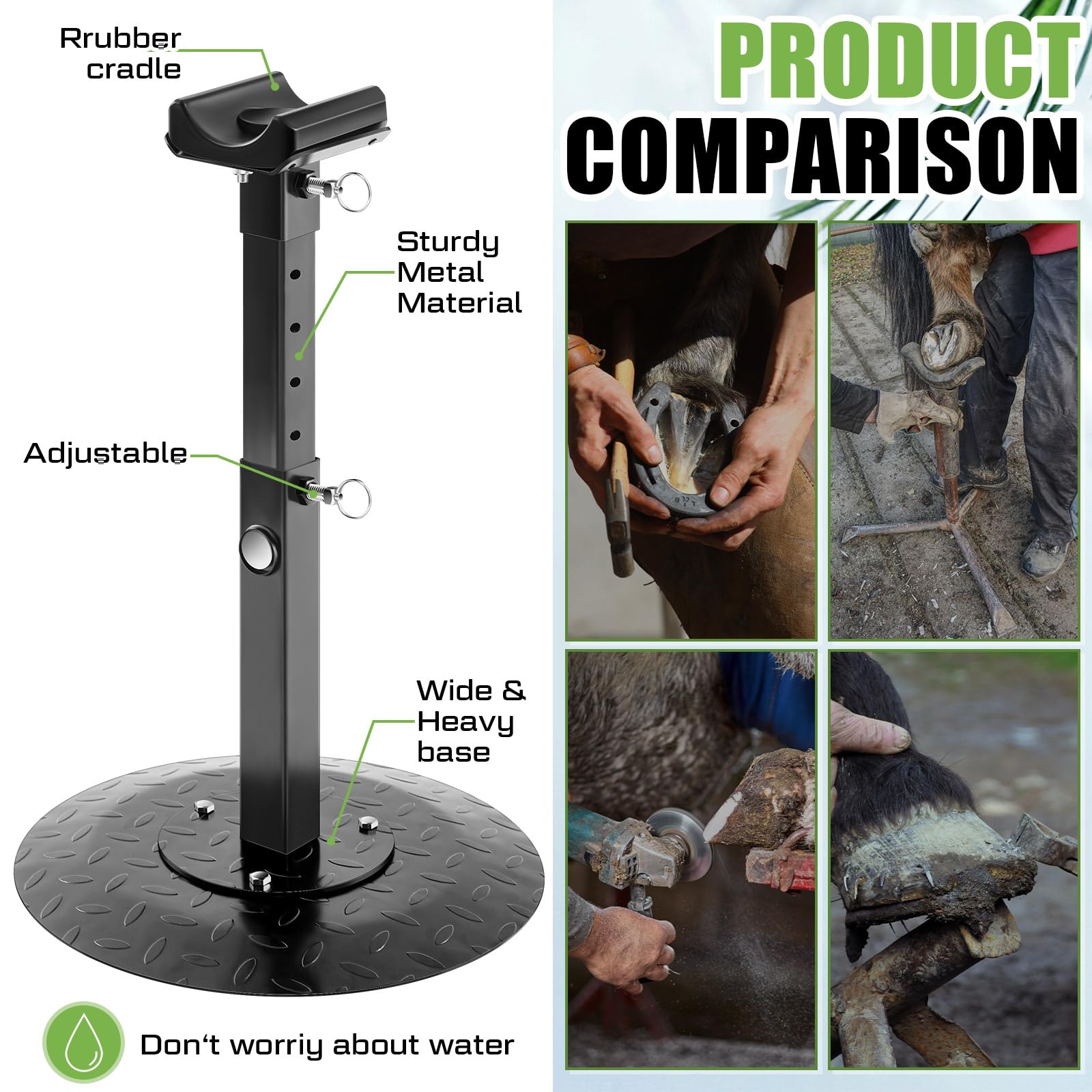 Zonon Metal Adjustable Farrier Stand Blacksmith Farrier Horse Hoof Stand Height Farrier Stand For Horses Black Horse Hoof Trimmi