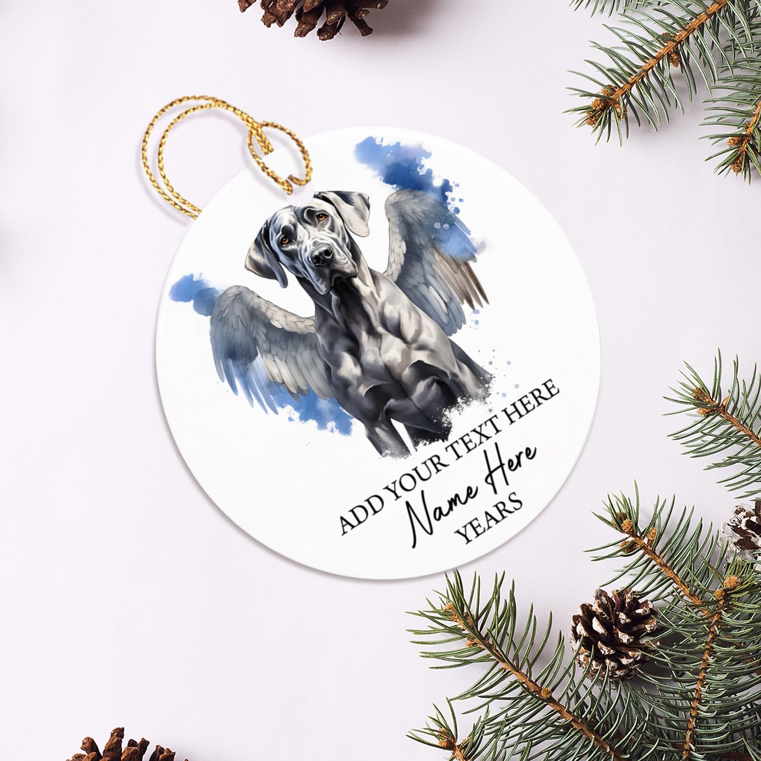 Great Dane Dog Memorial Christmas Ornament, Personalized Great Dane Dog Angel Ornament Keepsake, Great Dane Dog Loss Gifts, Customized Great Dane Dog Ornament With Name, Dog Mom Dog Dad Xmas Gifts