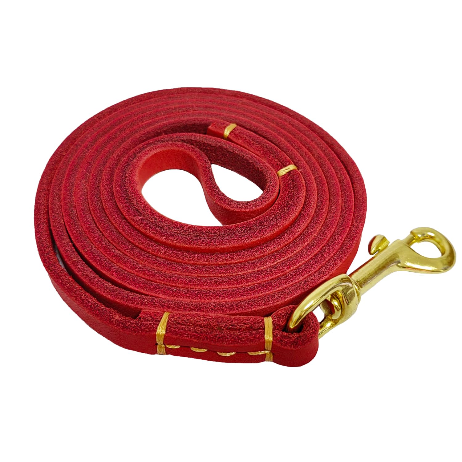 Lwbmg Leather Dog Leash 6Ft For Small & Medium Dogs - Soft Genuine Training Lead (3/8'' X 6', Red)