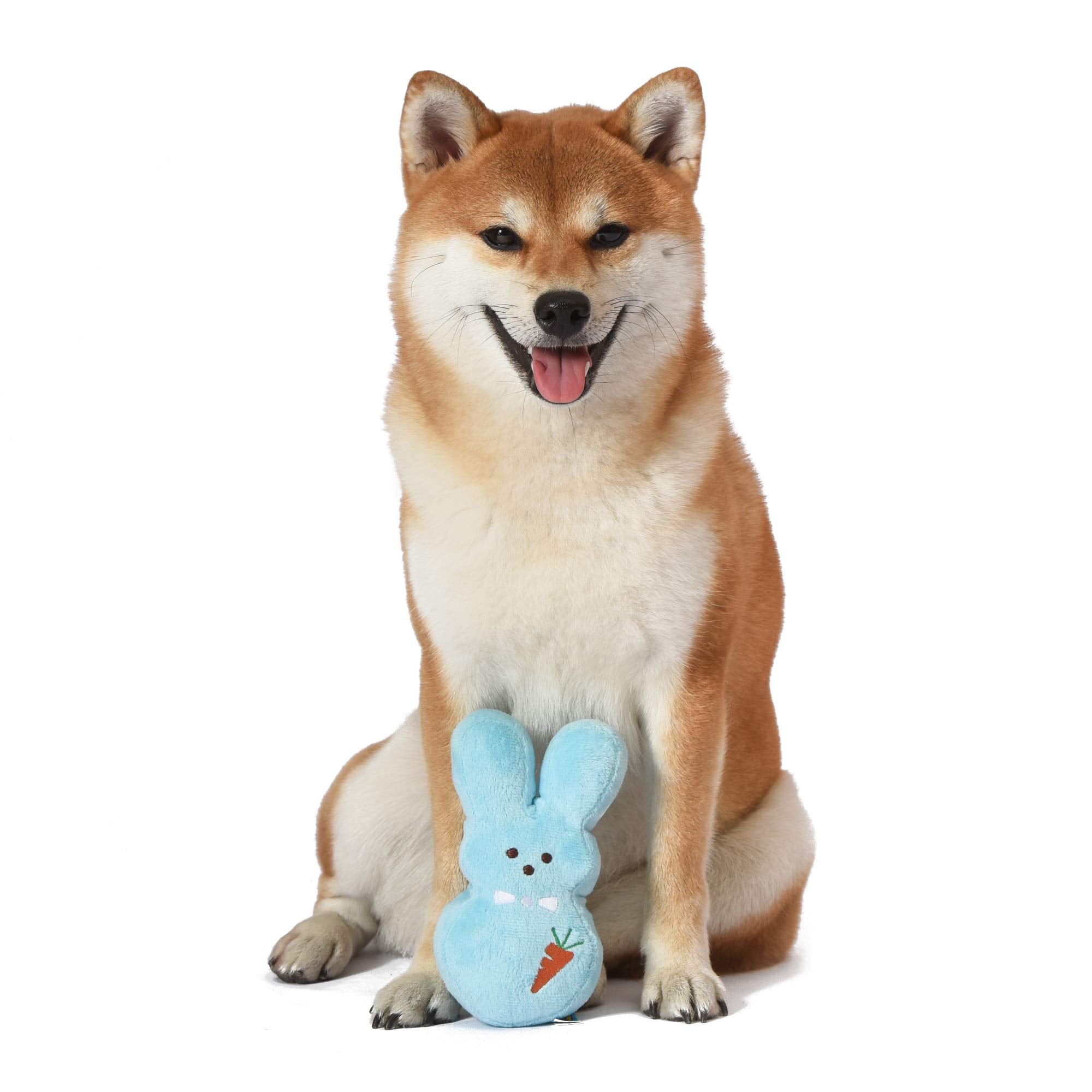 Peeps For Pets Bunny 6 Inch Blue Dress-Up Bunny Plush Dog Toy | Carrot Dog Chew Toy For All Dogs | Small Dog Toy Made From Soft