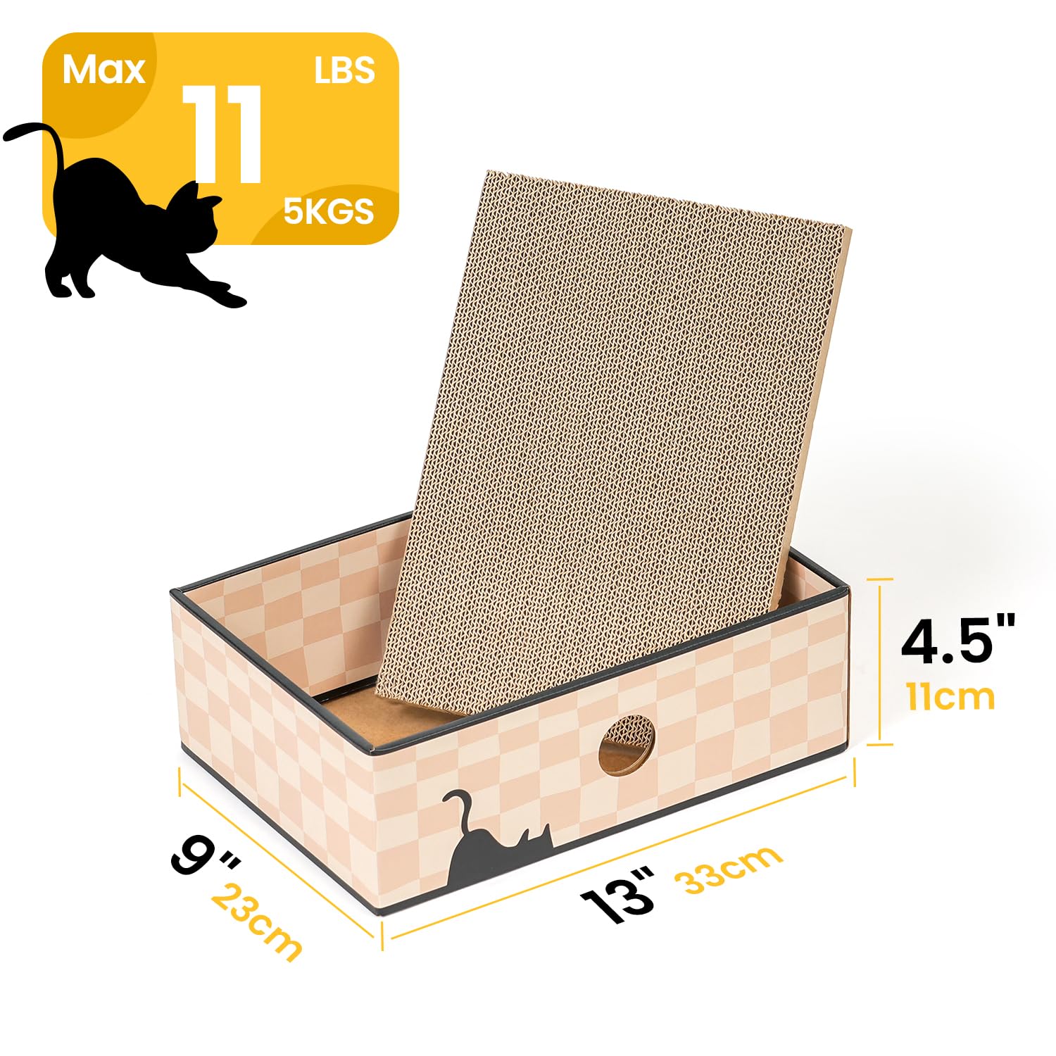 Conlun Cat Scratcher Box With Double-Sided Cardboard Scratching Board, Heavy-Duty Lounger, Interactive Hole Design Cat Bed For I