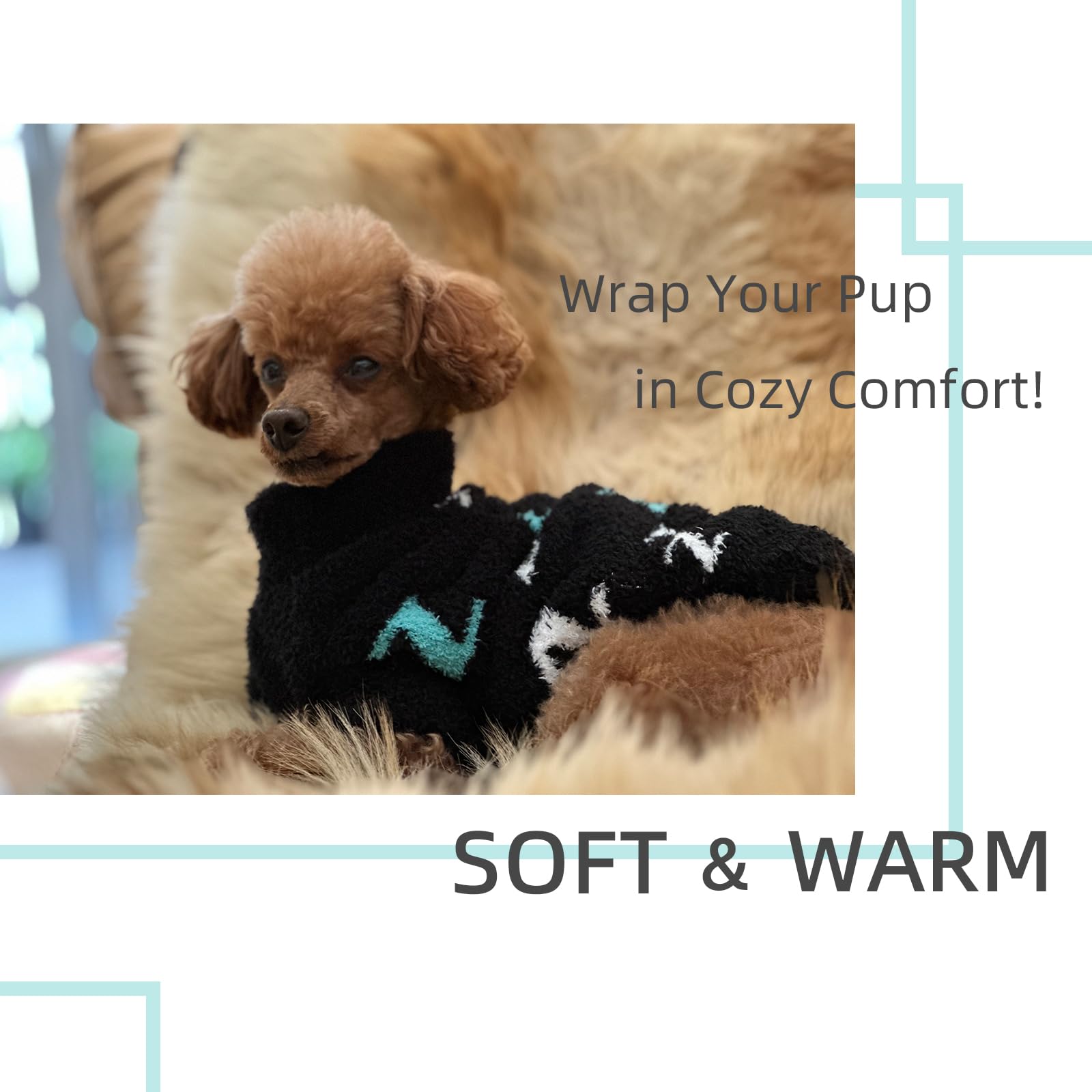 Mengmengda Dog Sweaters For Small Dogs Boy Girl Dog Pullover Sweater Dog Clothes Cold Weather Cable Knitwear Thick Warm Outfits For Chihuahua Bulldog Dachshund Pug Yorkie (Black-S