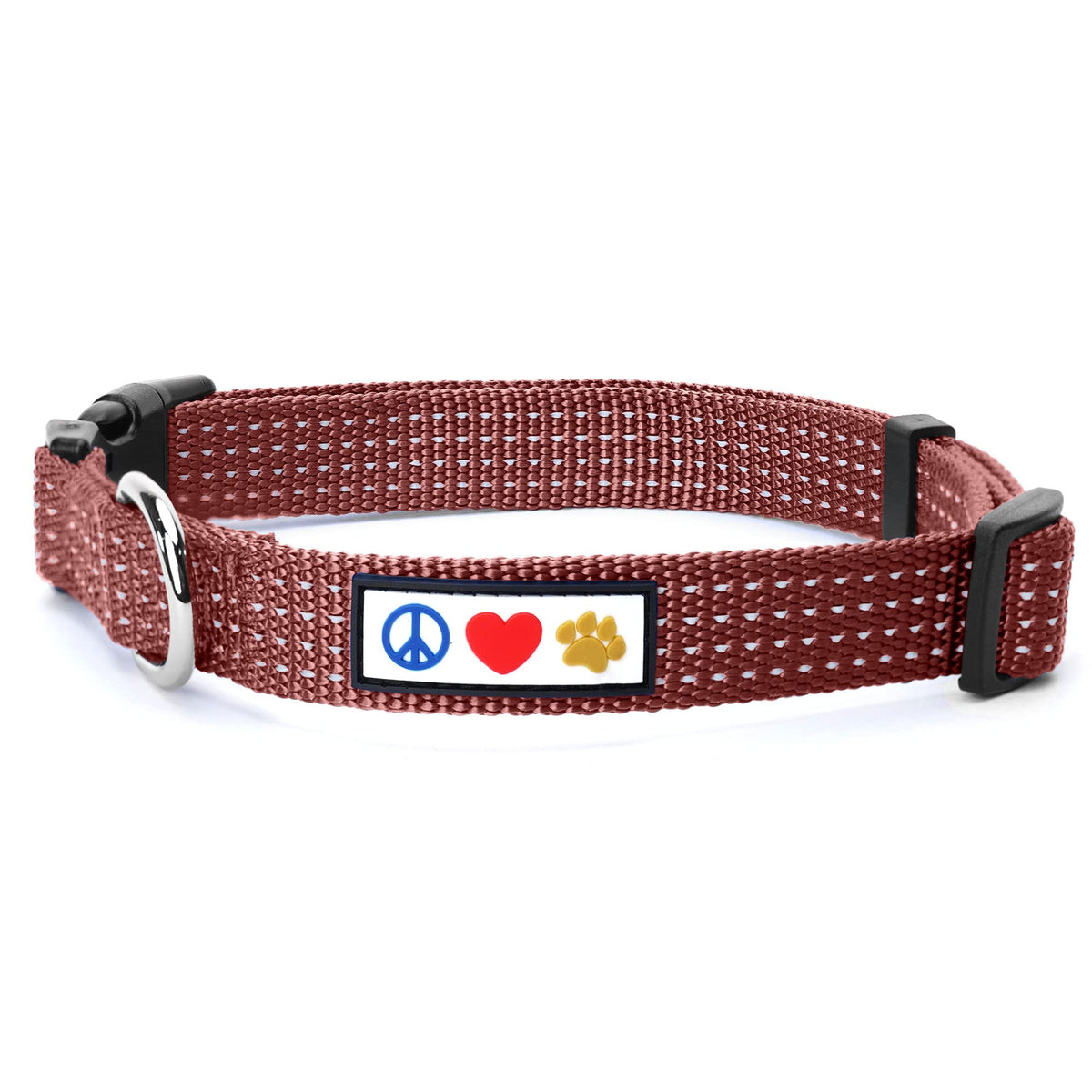 Pawtitas Reflective Dog Collar With Stitching Reflective Thread | Reflective Dog Collar With Buckle Adjustable And Better Training Great Collar For Extra Small Dogs - Marsala Collar