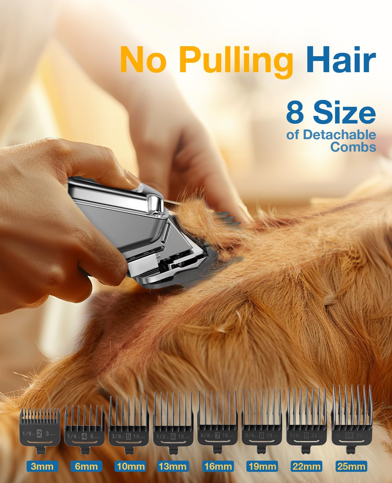 Oneisall Dog Clippers For Grooming For Thick Heavy Coats/Low Noise Rechargeable Cordless Pet Shaver With Stainless Steel Blade/Waterproof Dog Shaver For Dogs Pets And Animals (Sliver)