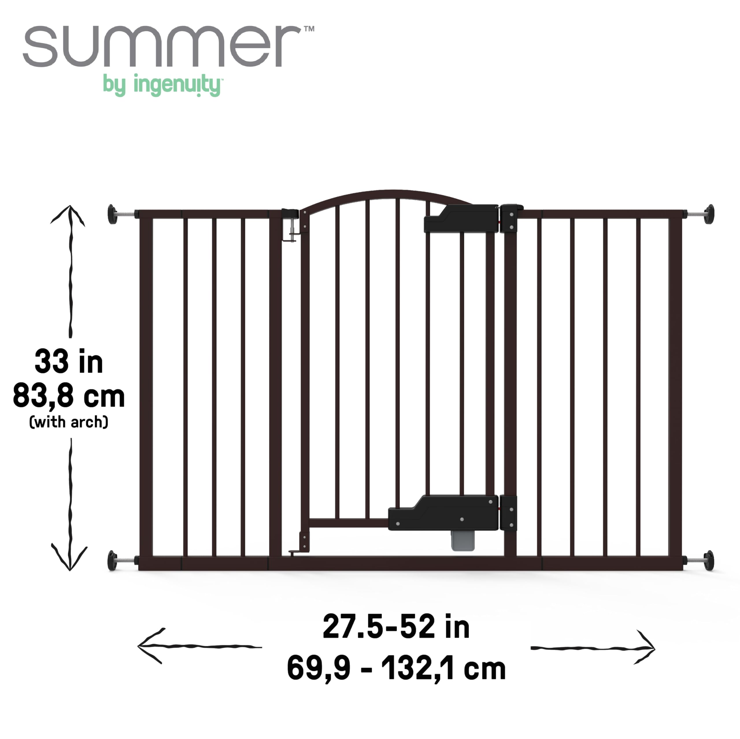 Ingenuity Thruway 52W Series Pet And Baby Gate With Glideopen, 29'-52' Wide, 28' Tall, Pressure Or Hardware Mounted, Install On Wall Or Banister In Doorway Or Hallway - Espresso