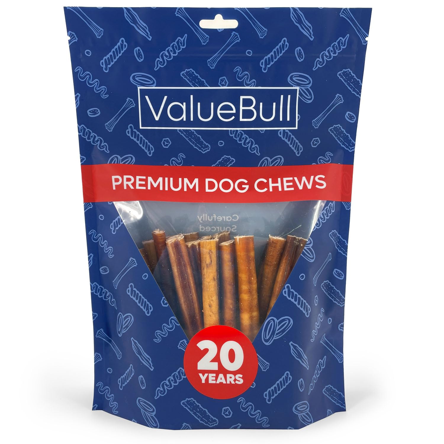 ValueBull Bully Sticks for Dogs, Medium 6 Inch, 25 Count - All Natural Dog Treats, 100% Beef Pizzles, Single Ingredient