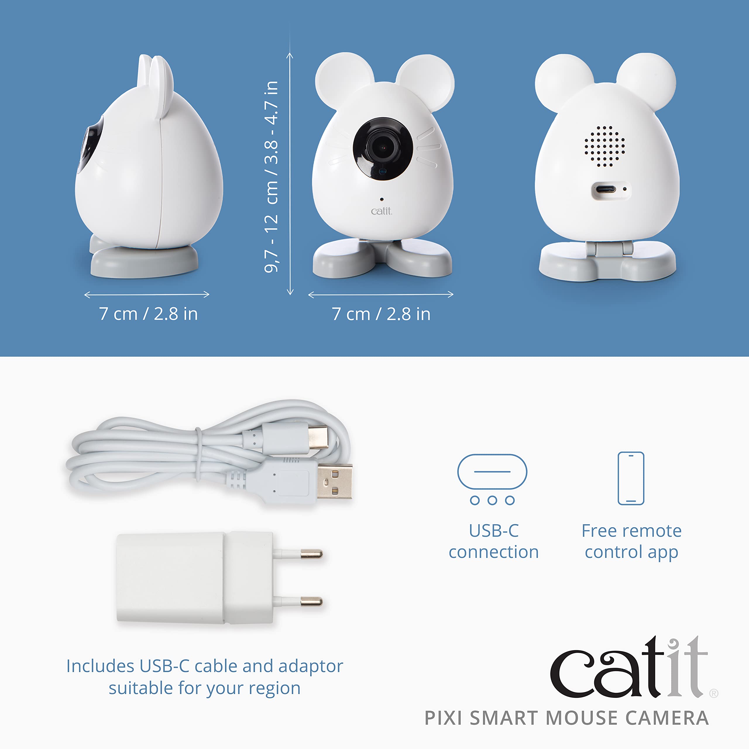 Catit Pixi Smart Mouse Camera, App-Controlled Pet Camera For Cats