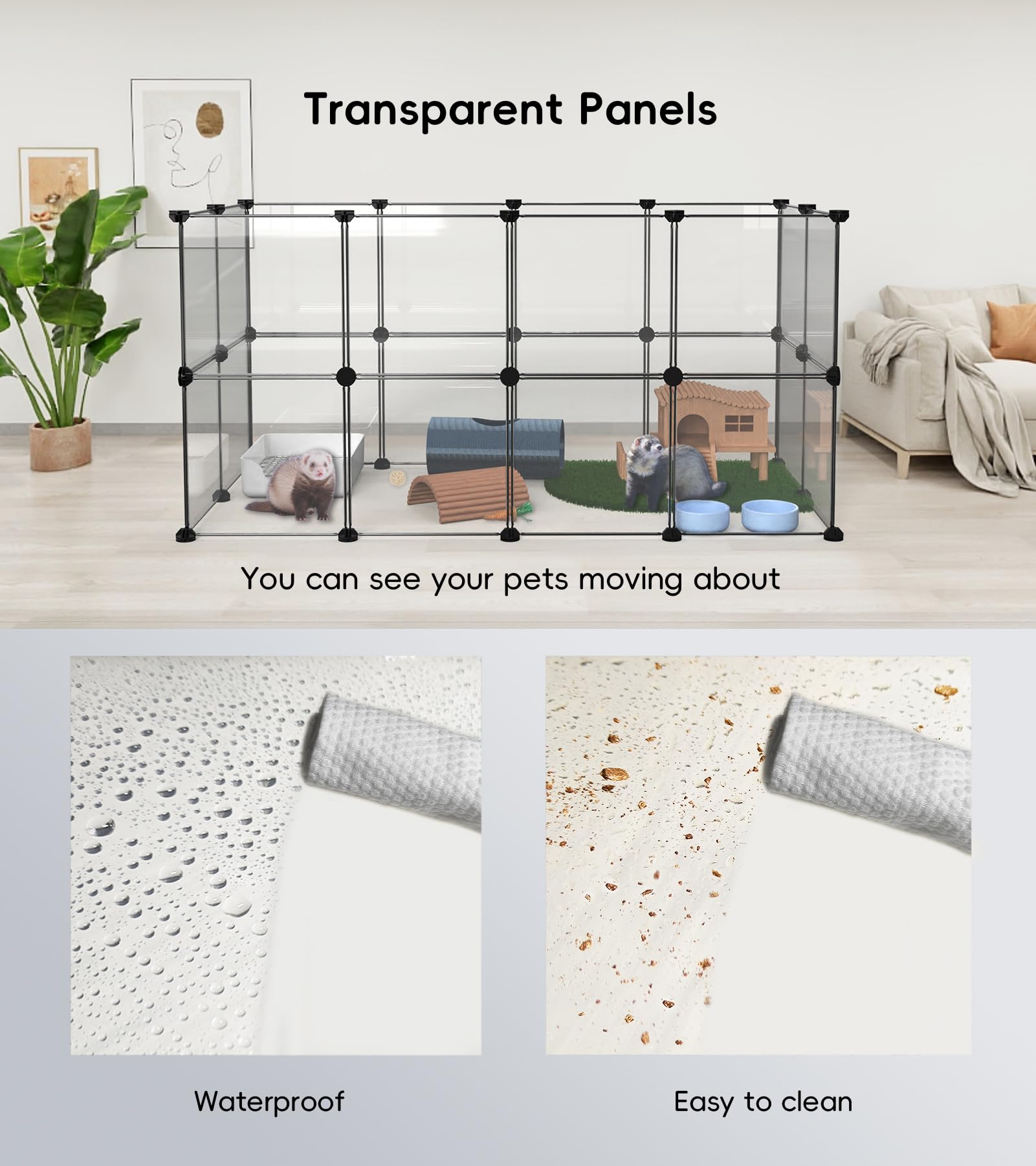 Funhola Small Animal Playpen, Guinea Pig Cages, 24 Panels Pet Playpen For Hamsters, Hedgehog, Bunny, Ferret, Indoor Outdoor Plas