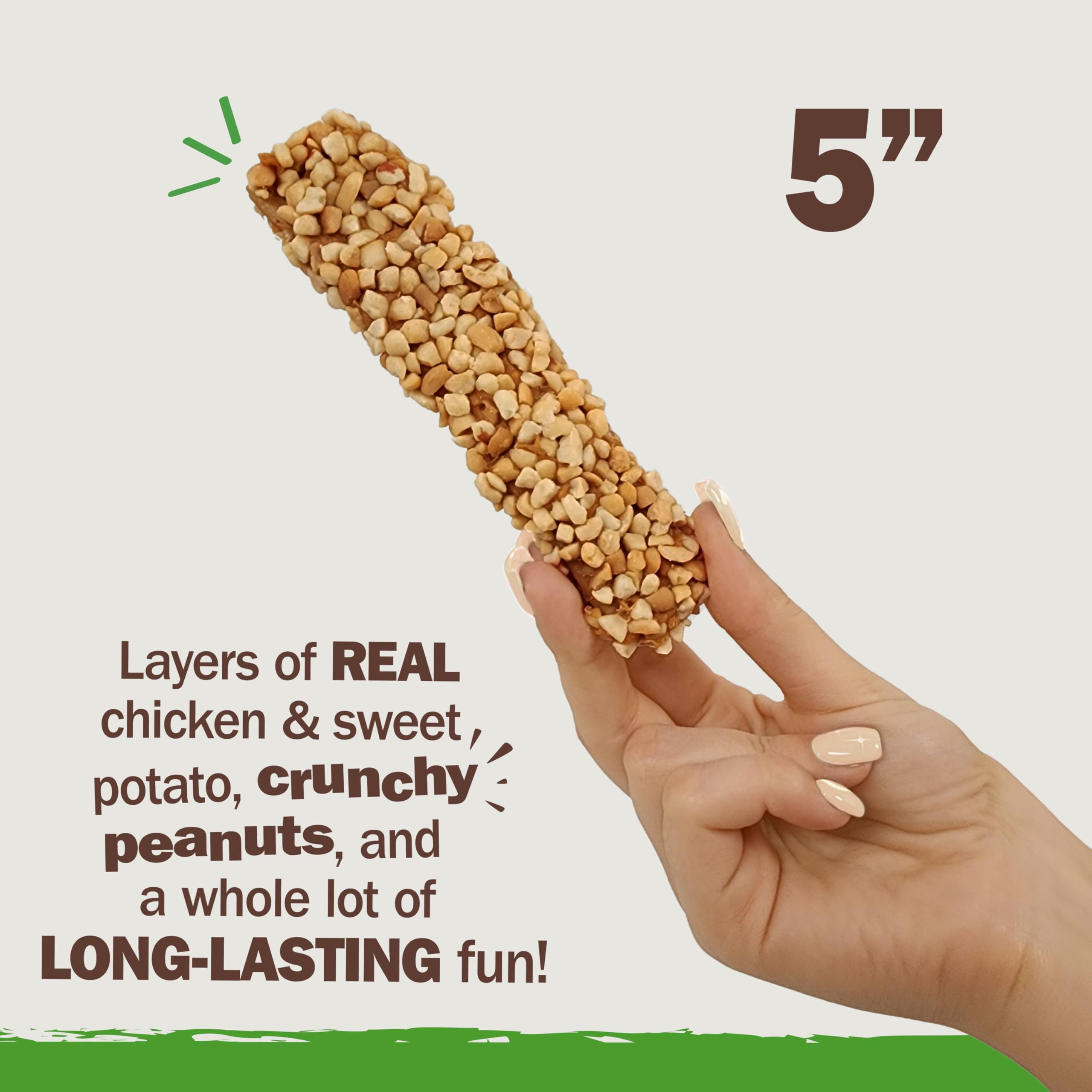 Cadet Chewalicious Layered N Dipped with Peanuts, Rawhide-Free Dog Chews, Limited-Ingredient & Long-Lasting Chew Treats for Dog