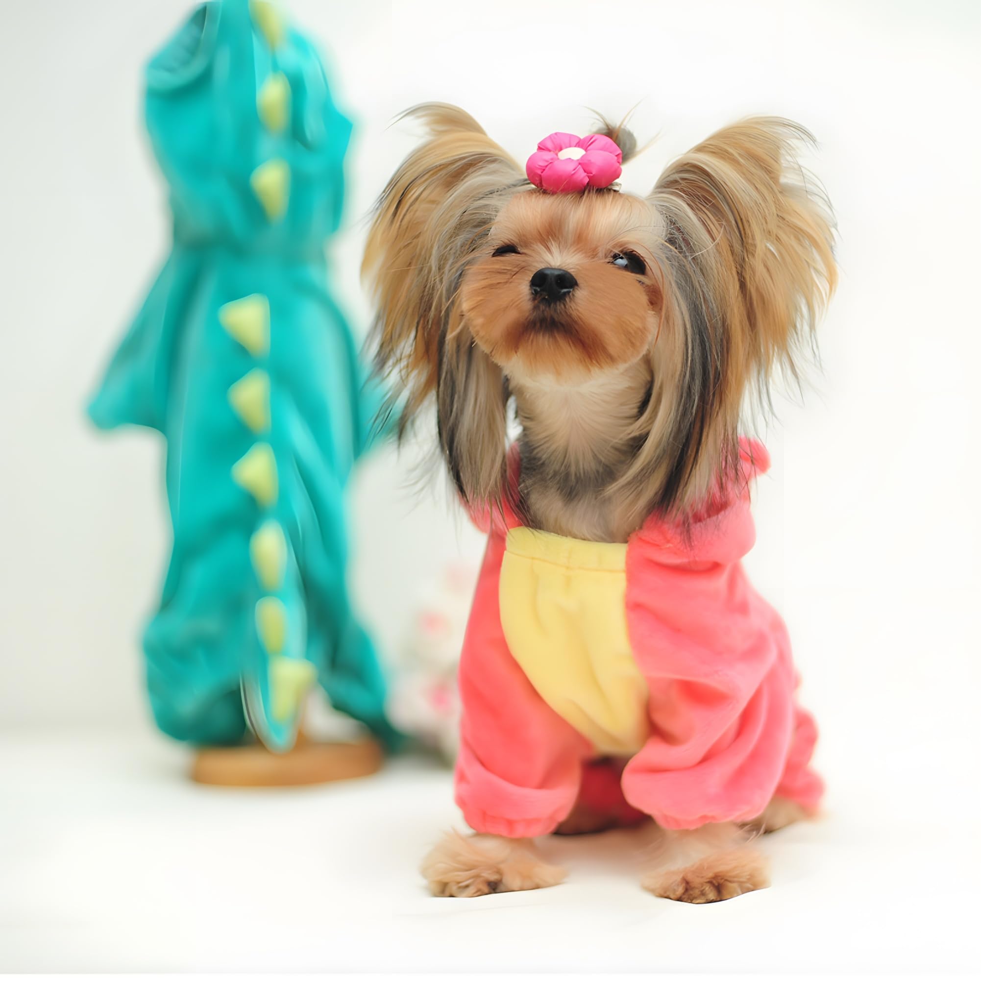 Delifur Dinosaur Dog Halloween Costume Pet Dino Hoodie For Small Dogs Cats (2Xl, Pink)