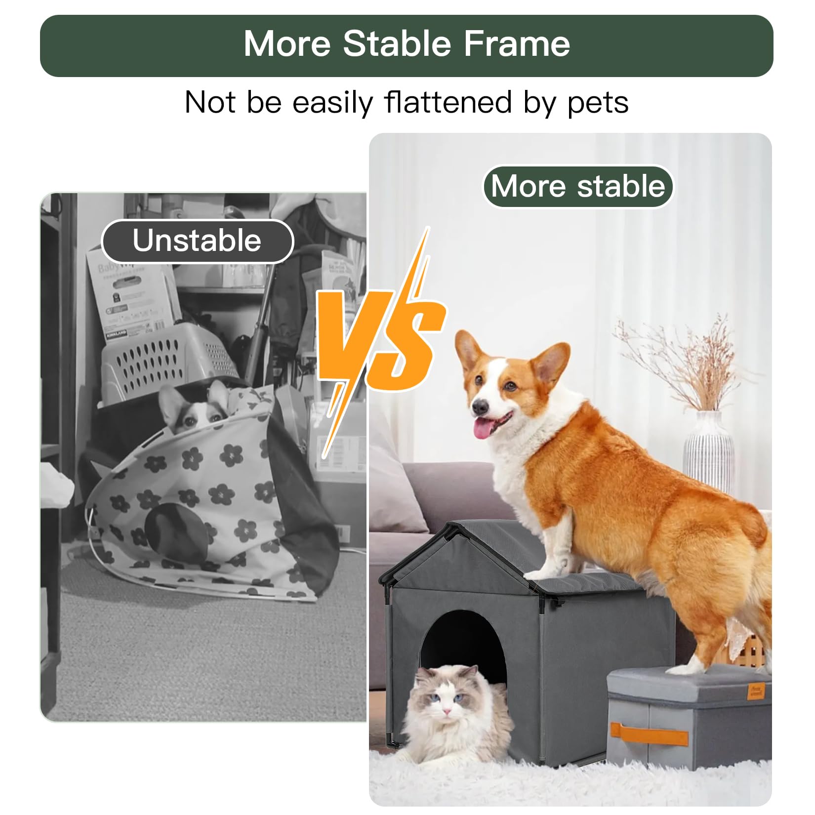 Loobmbns Small Dog House Soft Indoor With Internal Size 22X20X18In For Beagle French Bulldog Welsh Corgi, Small Pet House With S