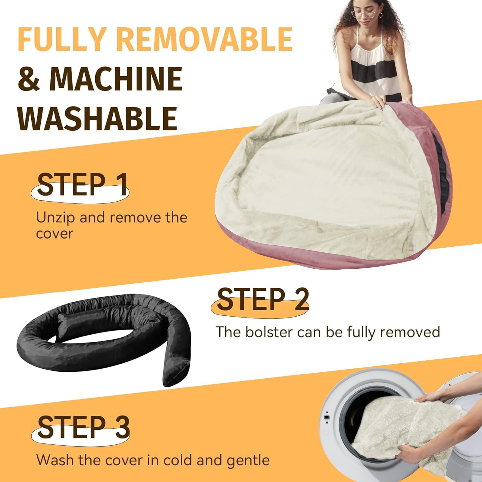 Orthopedic Waterproof Large Memory Foam Dog Bed: Washable Dog Bed With Bolsters - Xxl Orthopedic Removable Cover For Medium Larg