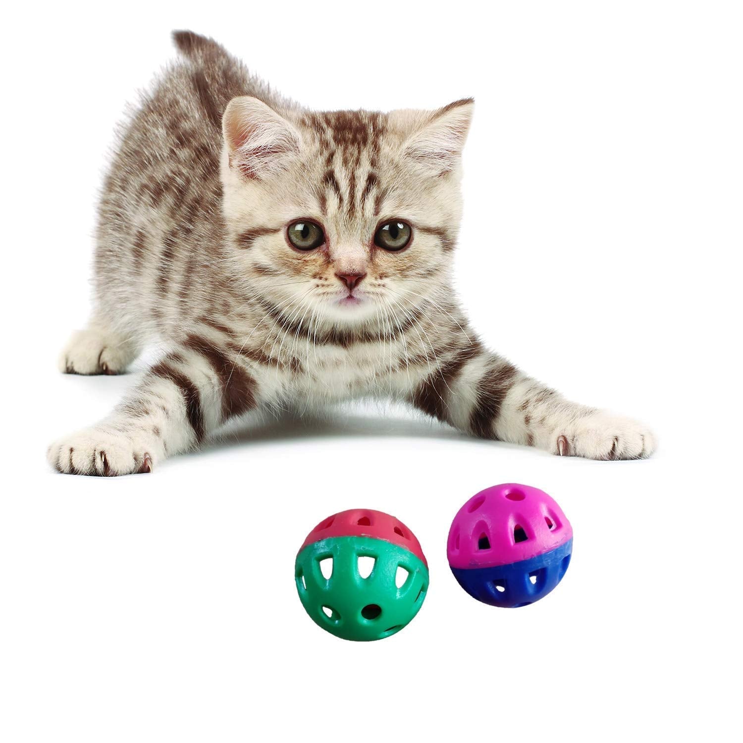 Woofy Interactive Kitten Ball Toy With Bell Teaser, 1.5 Inches Set Of 2