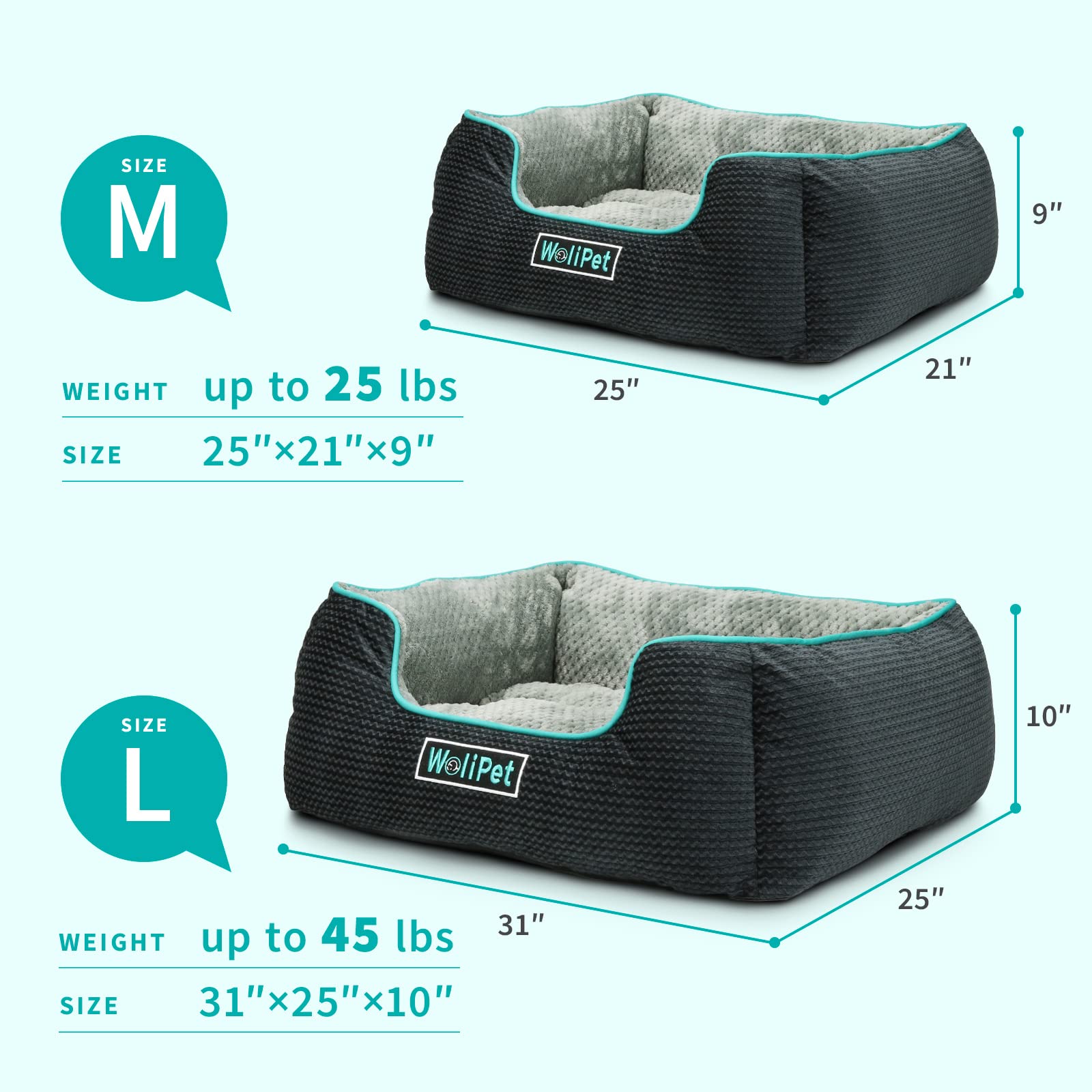 Wolipet Rectangular Dog Bed Pet Sofa Bed For Small And Medium-Sized Cats And Dogs Machine Washable Pet Bed Anti-Slip Bottom(25