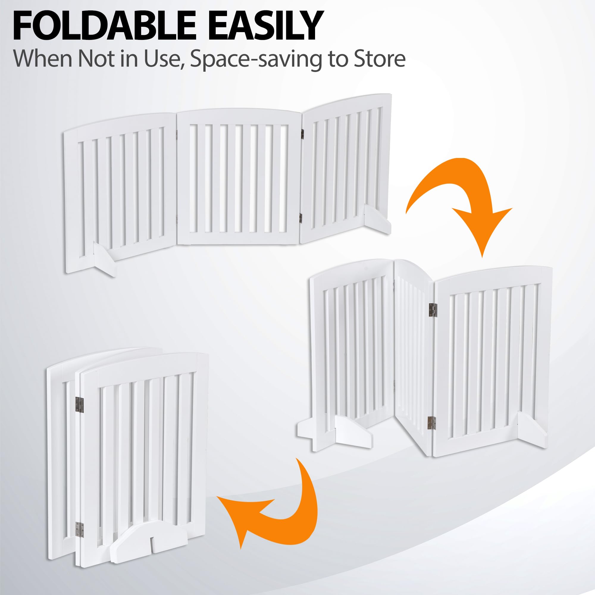 Freestanding Pet Dog Gate 24 Inch Foldable Dog Fence Indoor 3 Panel Extra Wide Wooden Dog Door For Stairs Hallways Doorways