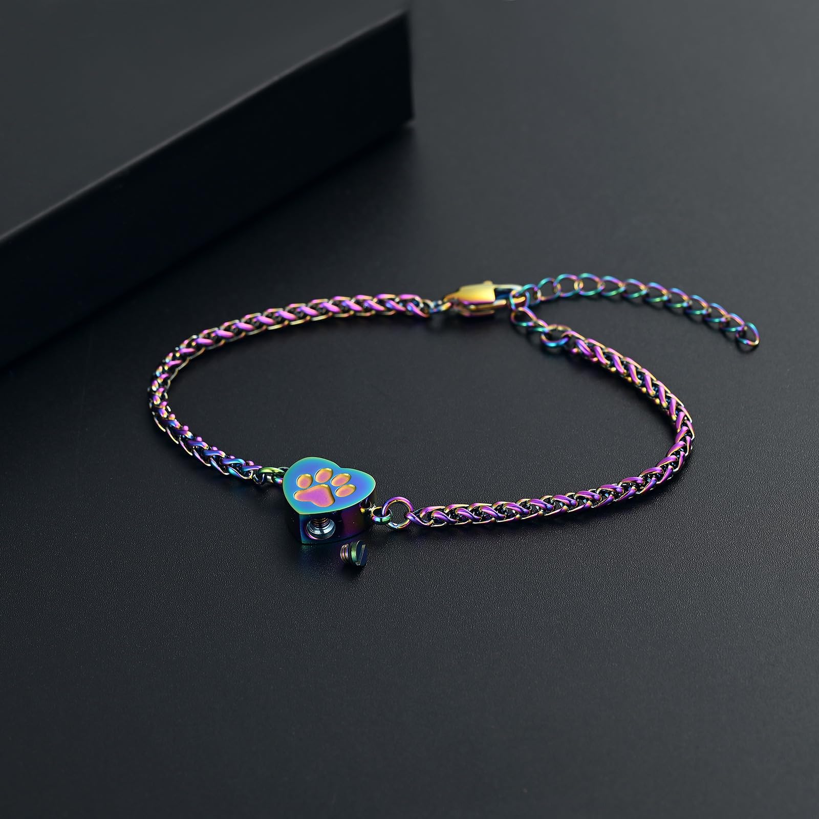 Qgjnsgc Heart Urn Bracelet For Ashes Pet Paw Cremation Bracelet For Pets Ashes Dog Memorial Bracelet For Ashes Paw Print Cremati