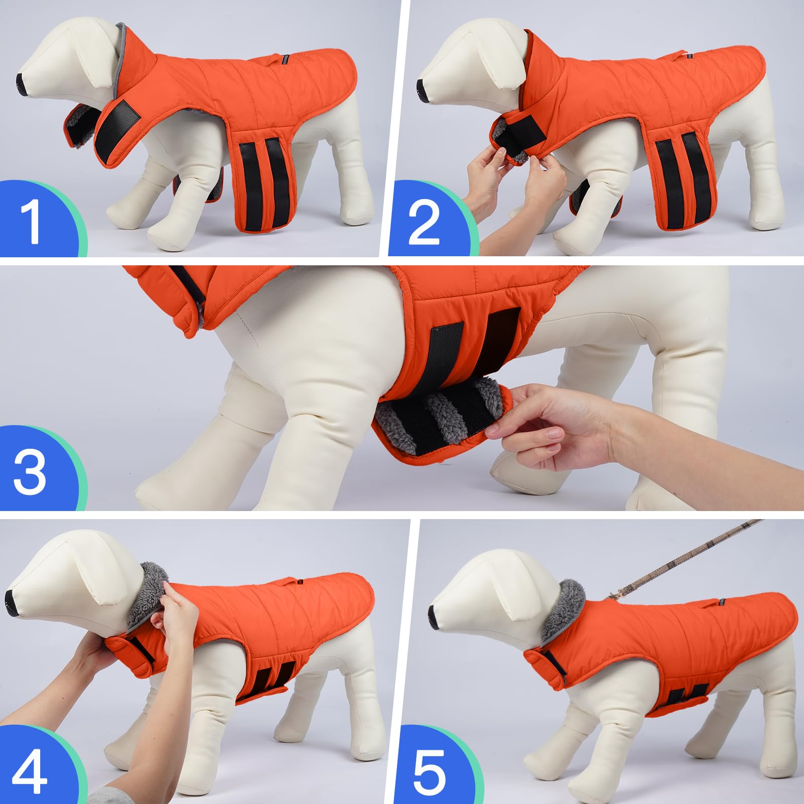 MIGOHI Warm Dog Coat, Winter Dog Jacket for Cold Weather, Reflective Windproof Dog Fleece Vest Thick Dog Apparel with Leash Hole