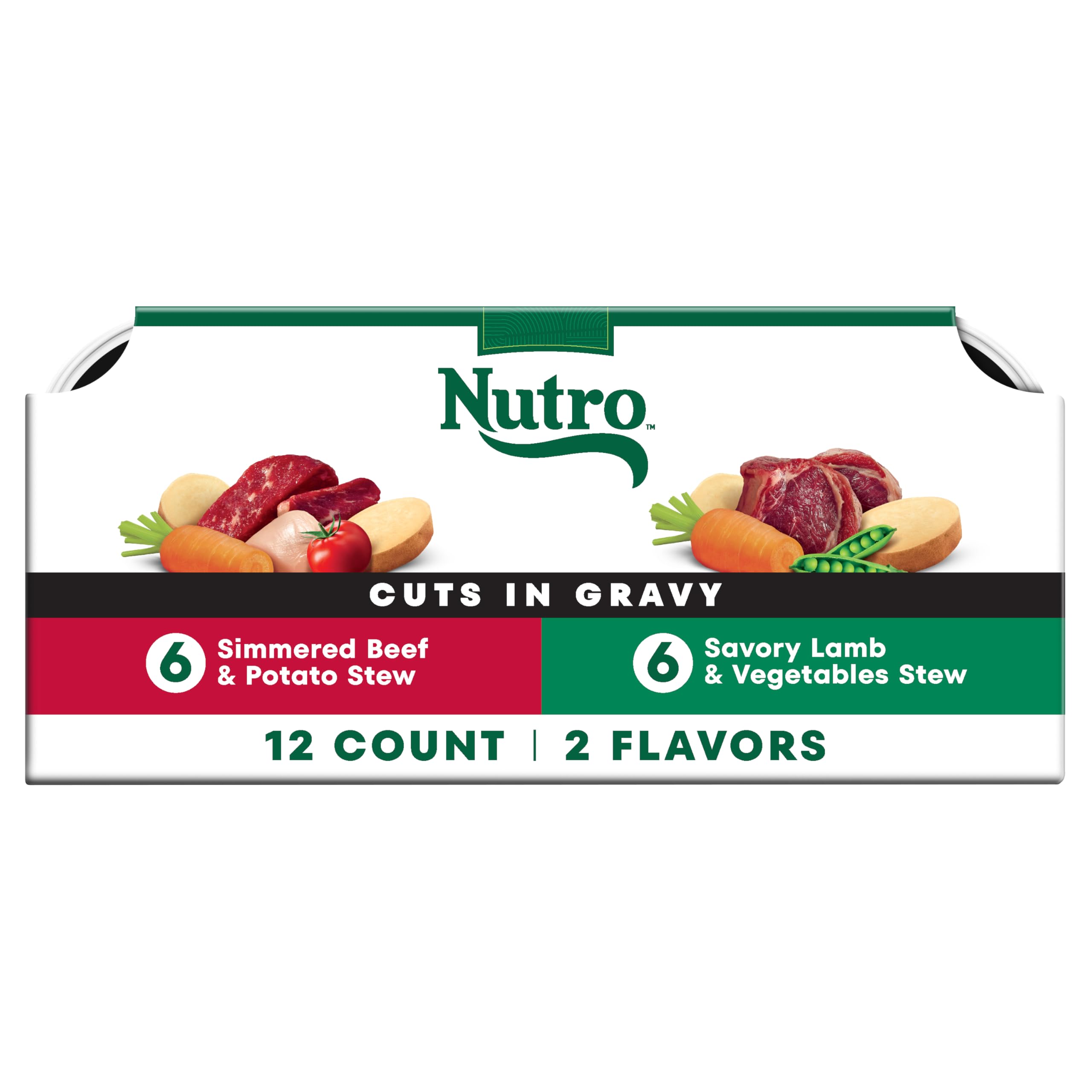 Nutro Natural Choice Cuts in Gravy Wet Dog Food, Grain Free Dog Food Wet Lamb and Beef Recipes Variety Pack, 3.5 oz. Trays (12 C