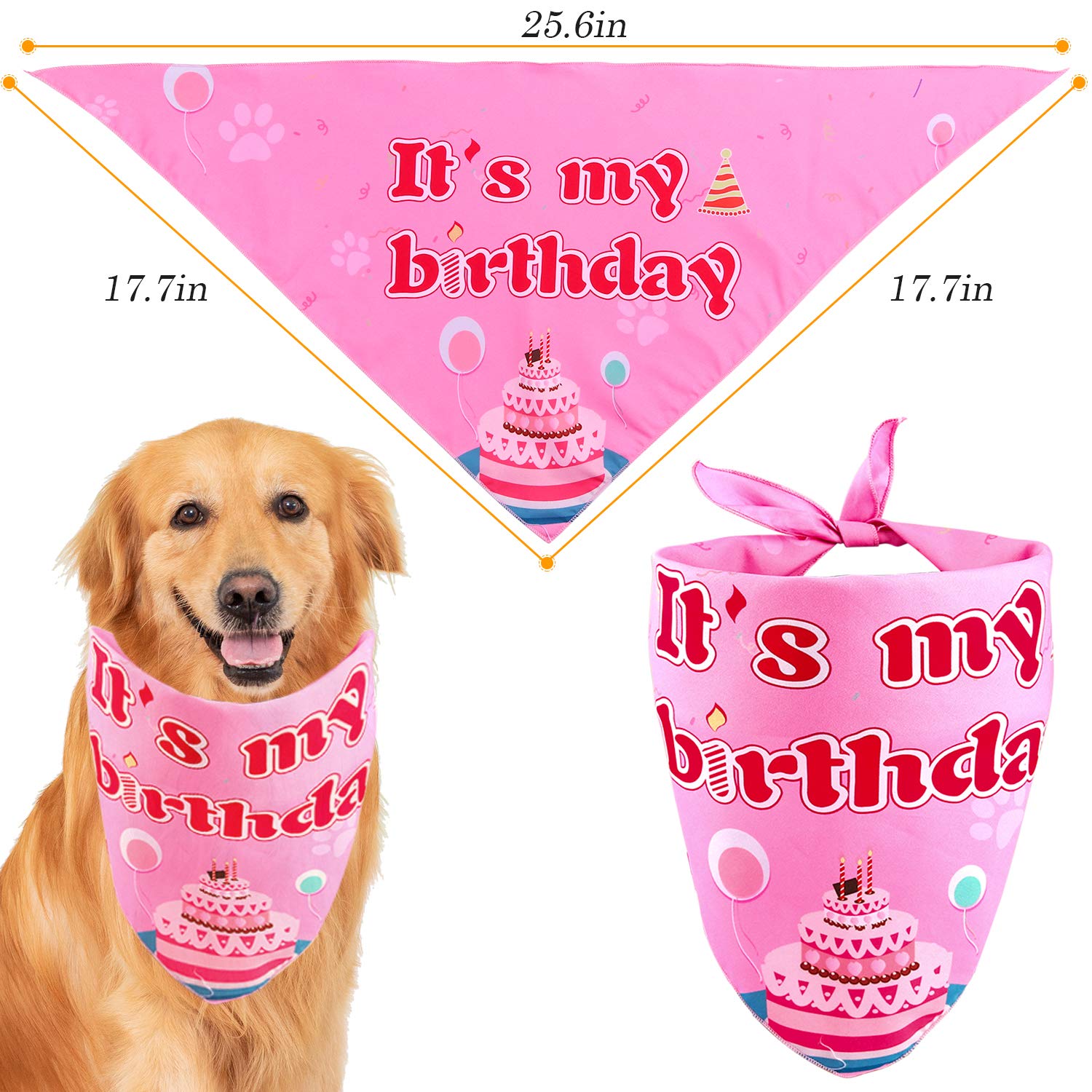 Dog Birthday Party Supplies - Girl Bandanas Set With Hat, Scarf, Banner, Balloons And Bowtie - Puppy Pals Party Decorations