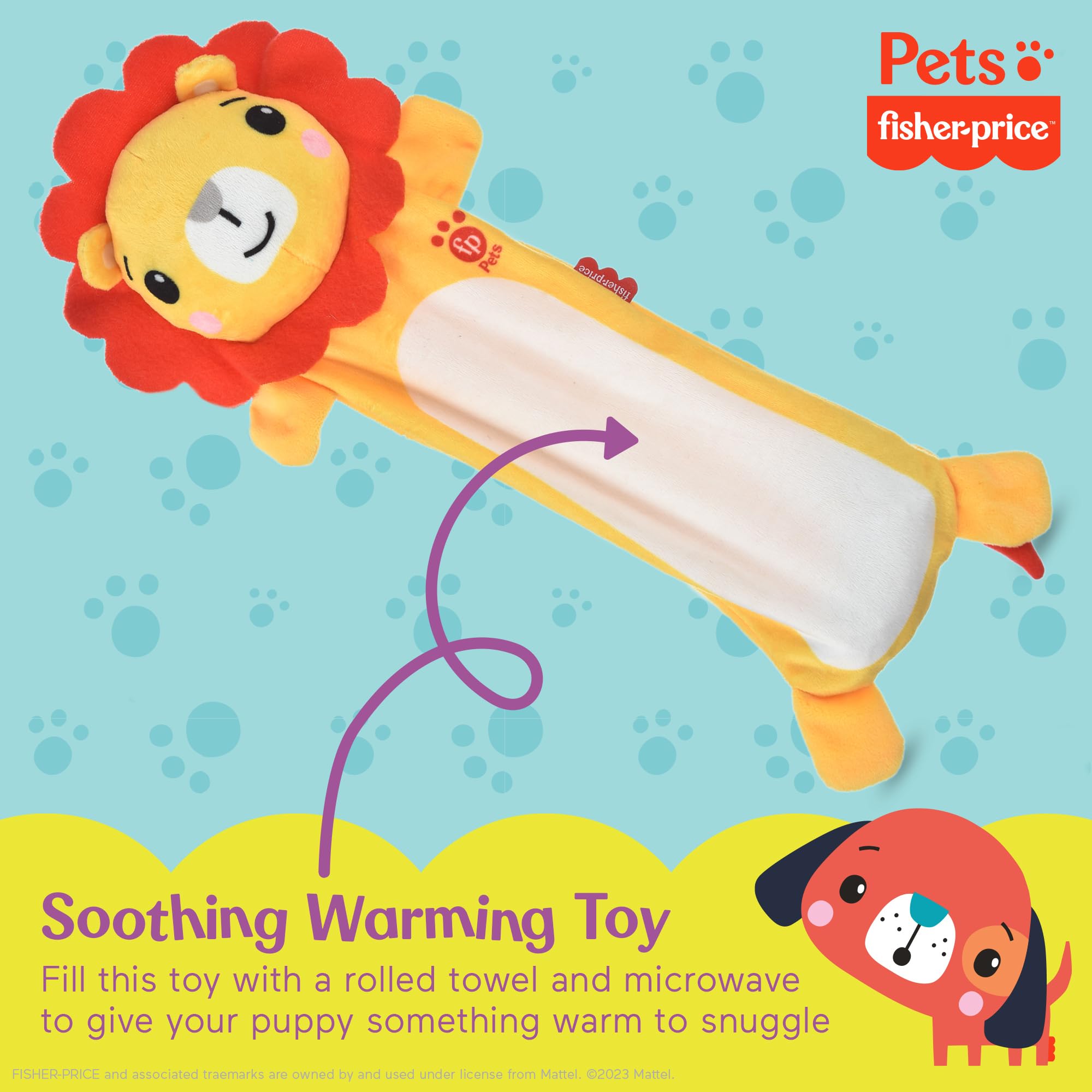 Fisher-Price Warming Furrr-end Cuddler for Puppies - Microwaveable, Reusable Soft Calming Toy - Multifunctional Dog Toy