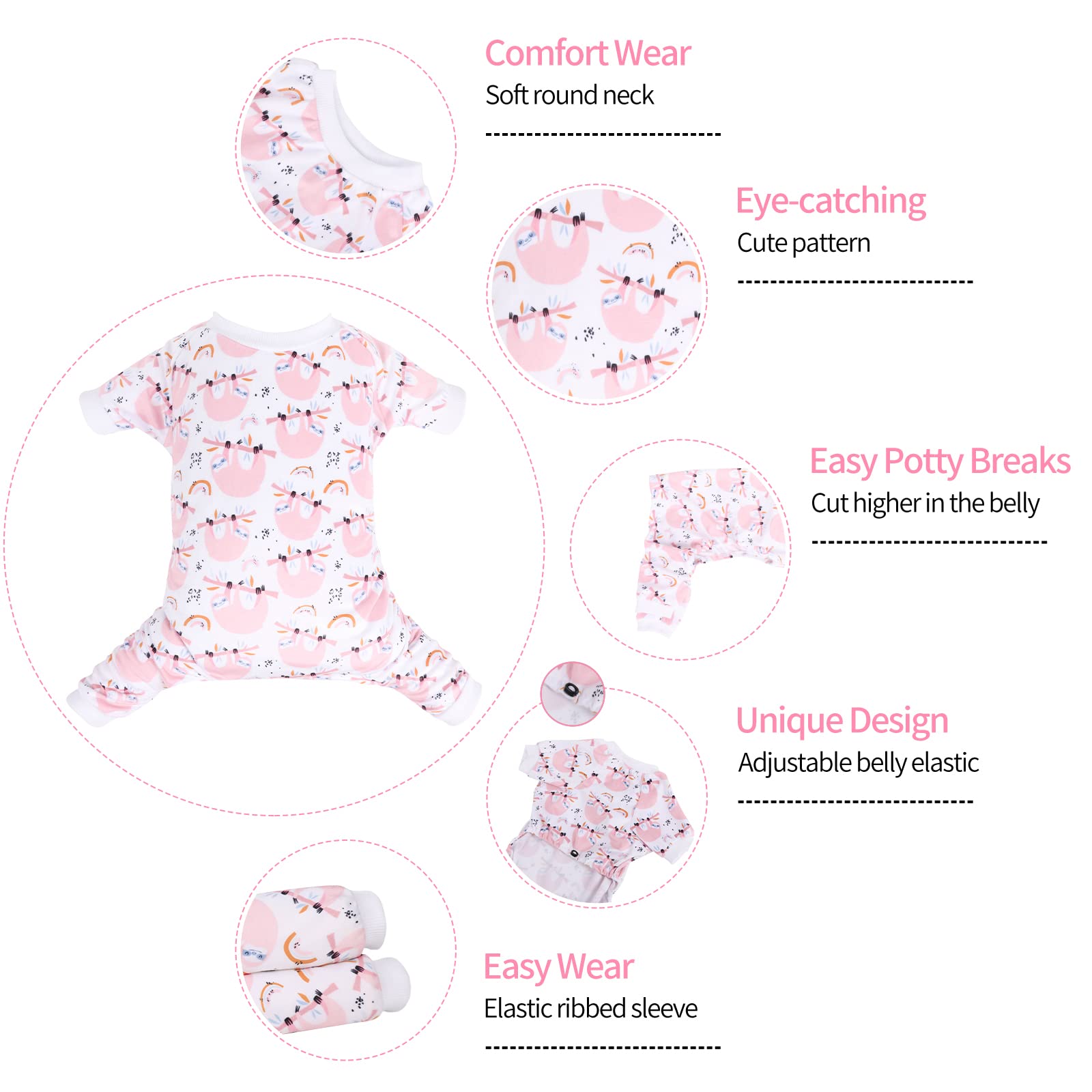 Cutebone Sloth Soft Puppy Pajamas Cute Dog Pjs Fall Jumpsuit Pet Clothes Apparel P263Xl X-Large