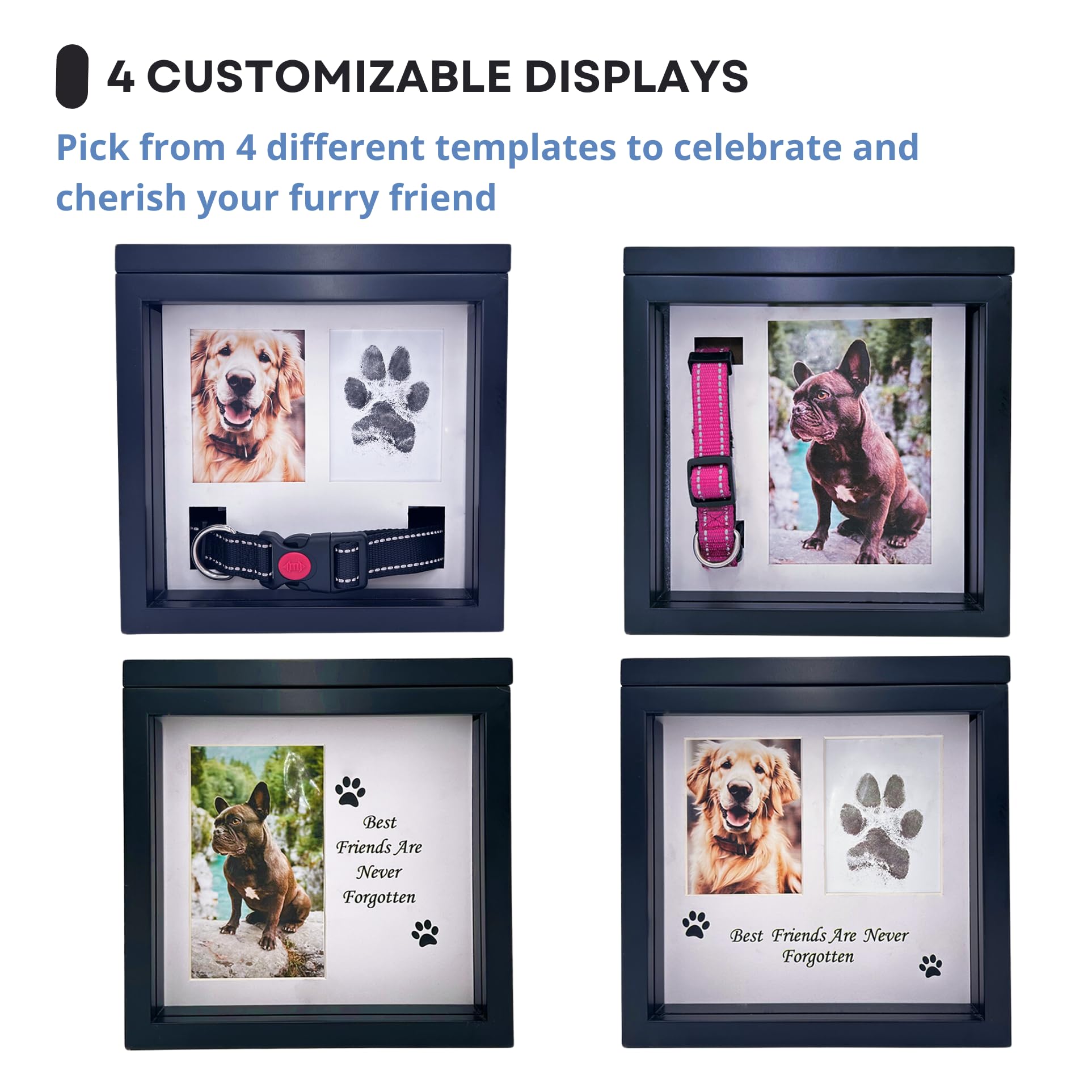 Otterpets Dog Urn For Ashes, 4 Customizable Displays With Paw Print Ink Kit, 8.5X8.5X5.8 Pet Urn For Dog Ashes, Pet Cremation Bo