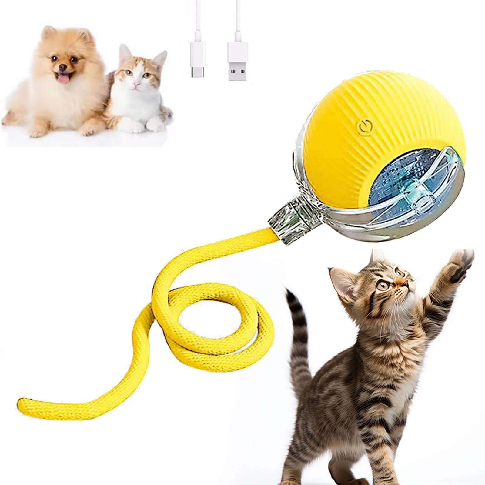 Upgraded 2025 Smart Interactive Electric Cat Toy Ball Indoor -Automatic Wake-Up Function Auto - Rolling, Ultra - Sensitive Obsta